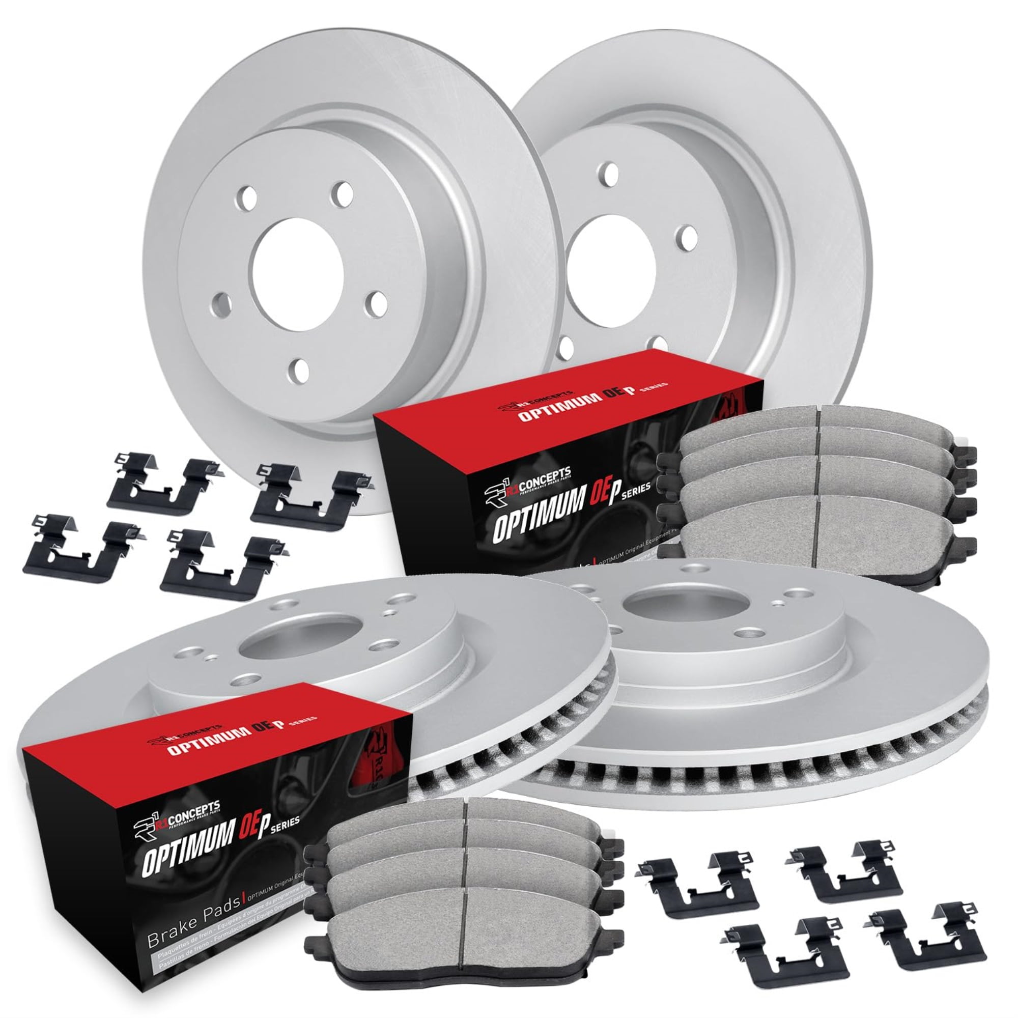 R1 Concepts Carbon Coated Disc Brake Rotor Set with Optimum Oe Pads and Hardware WDUH2-67088