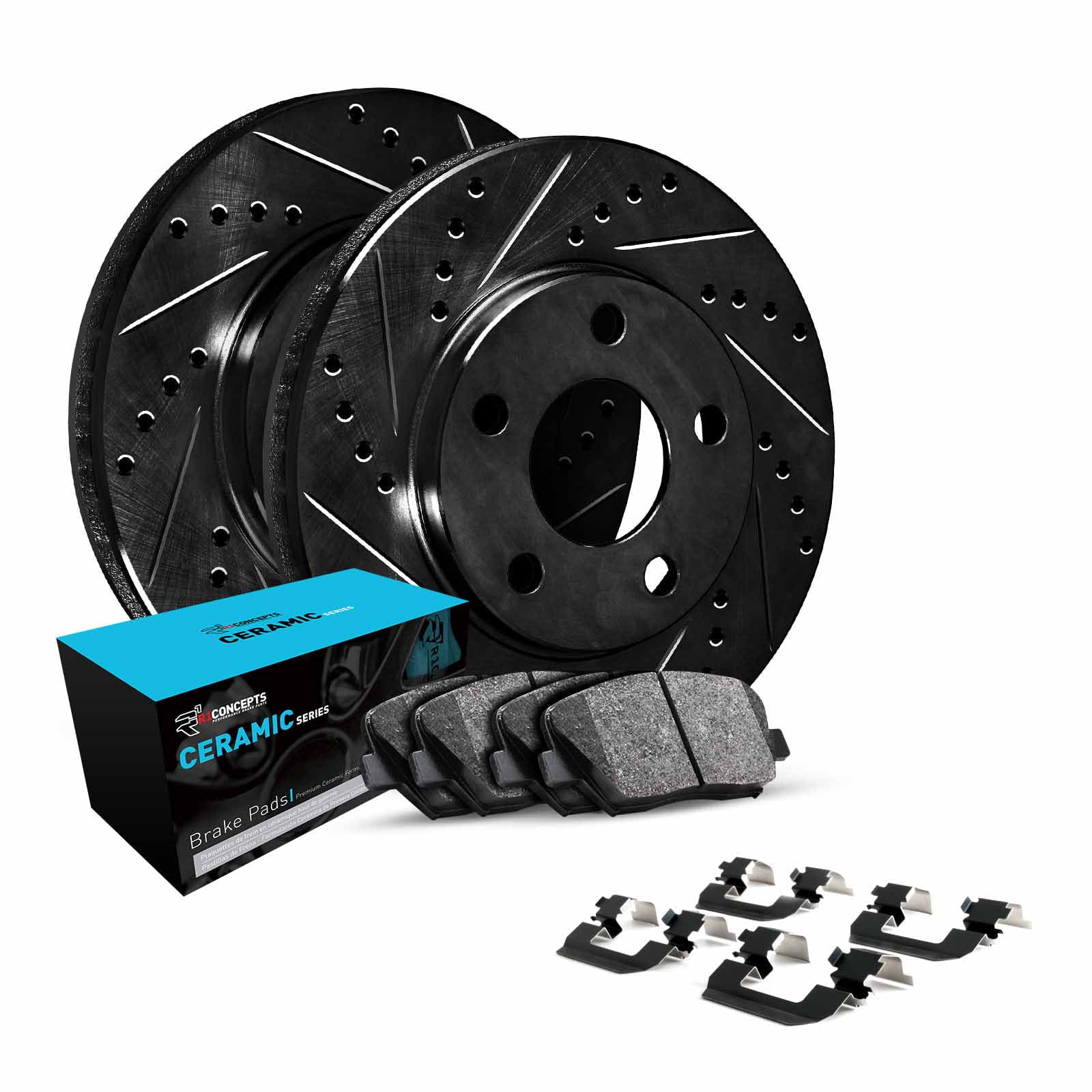 R1 Concepts Rear Brakes and Rotors Kit |Rear Brake Pads| Brake Rotors and Pads| Ceramic Brake Pads and Rotors |Hardware Kit WHWH1-52013