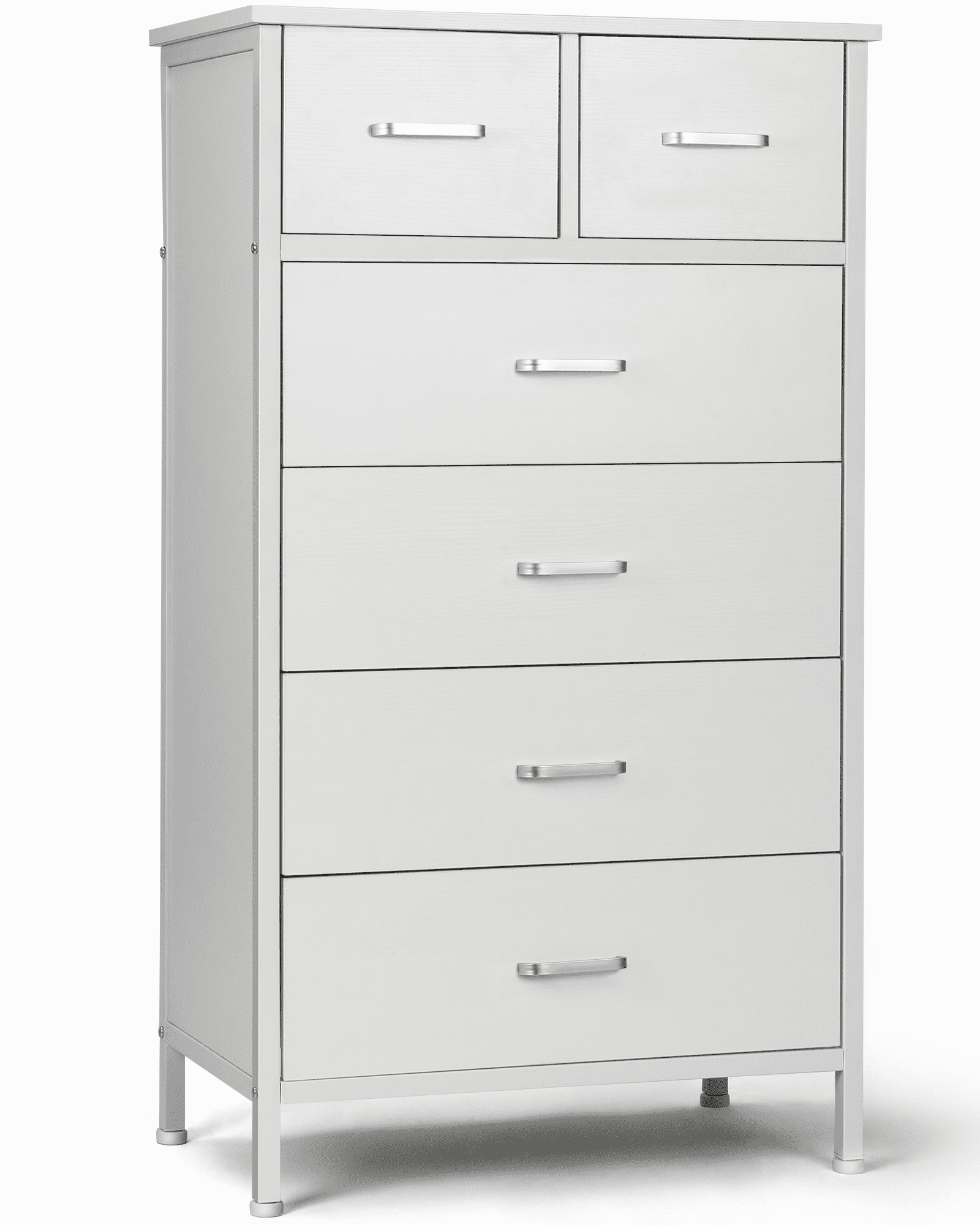 Richya Chest of Drawers, Dresser for Bedroom & Living Room with 6 Drawers, Steel Frame & Anti Fall Device, White