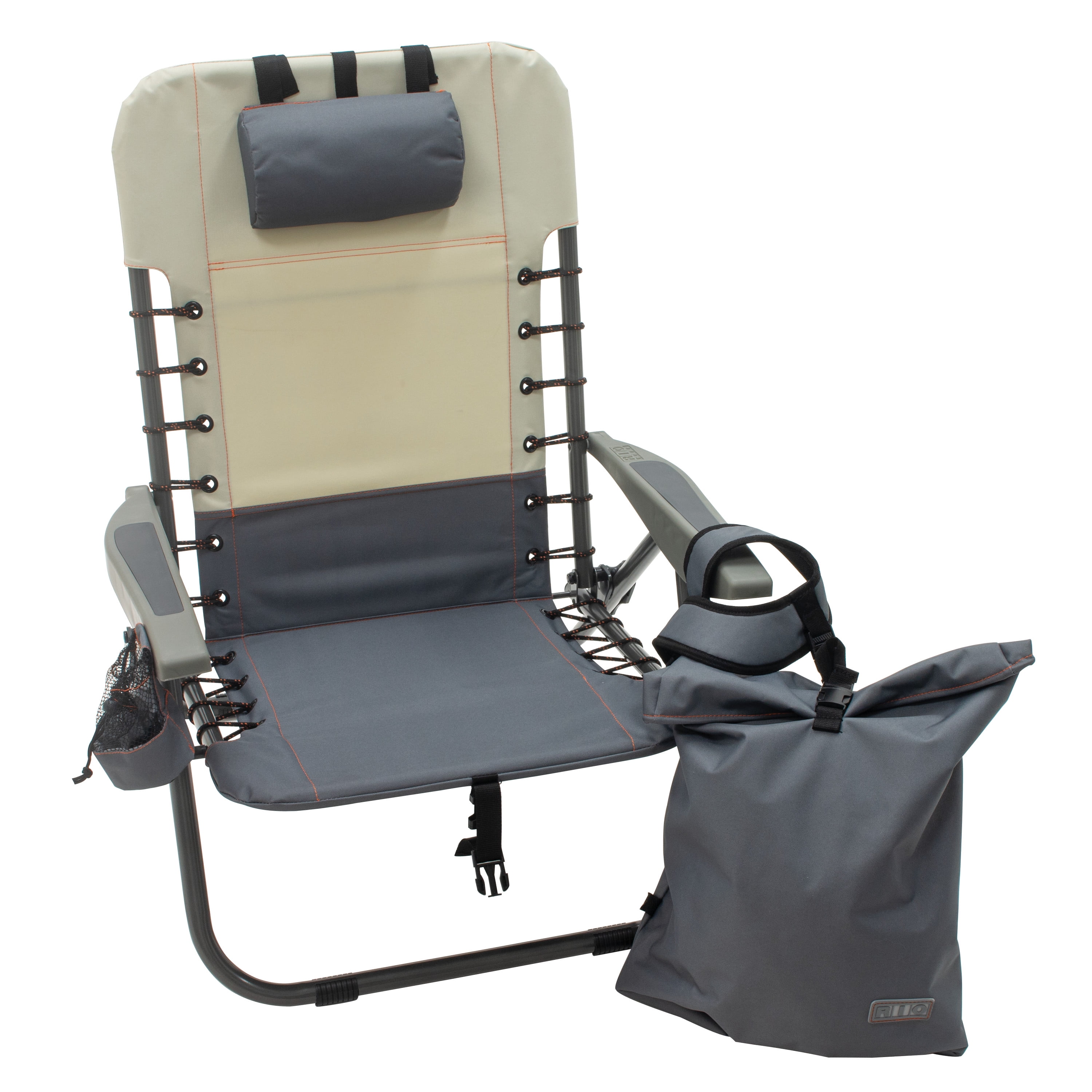 Rio GR529R-434-1 32 x 24.75 x 32 in. Lace-Up Steel Gear Removable Backpack Chair, Slate & Putty