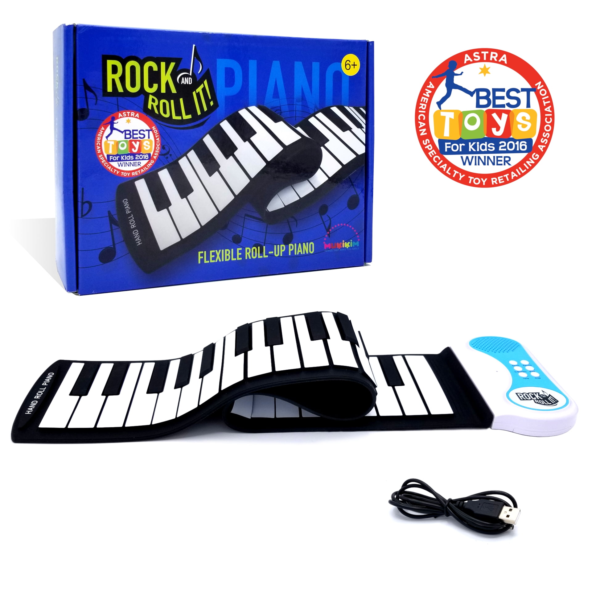 Rock And Roll It - Piano. Flexible, Completely Portable, 49 standard Keys, battery OR USB powered. ASTRA Best Toy for Kids Award Winner!