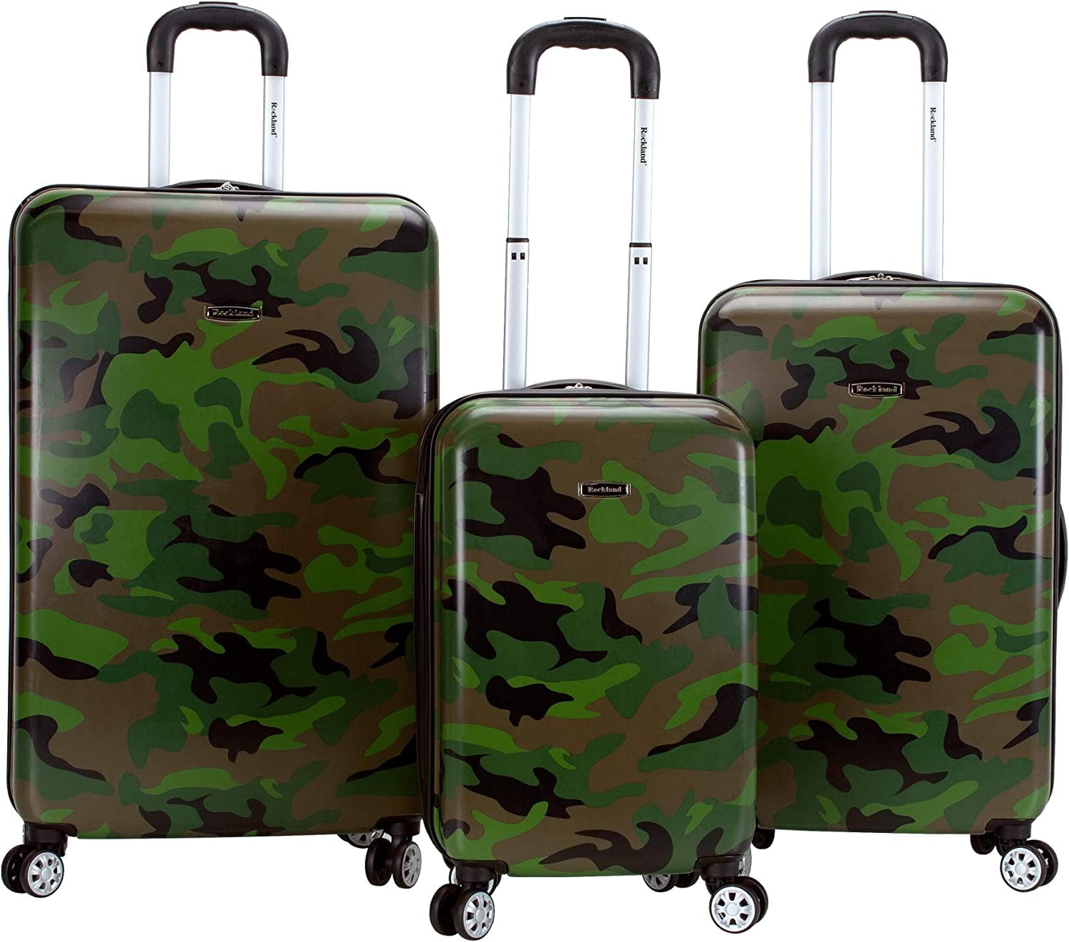 Rockland Safari Hardside Spinner Wheel Luggage, Camouflage, 3-Piece Set (20/24/28) 3-Piece Set (20/24/28) Camouflage