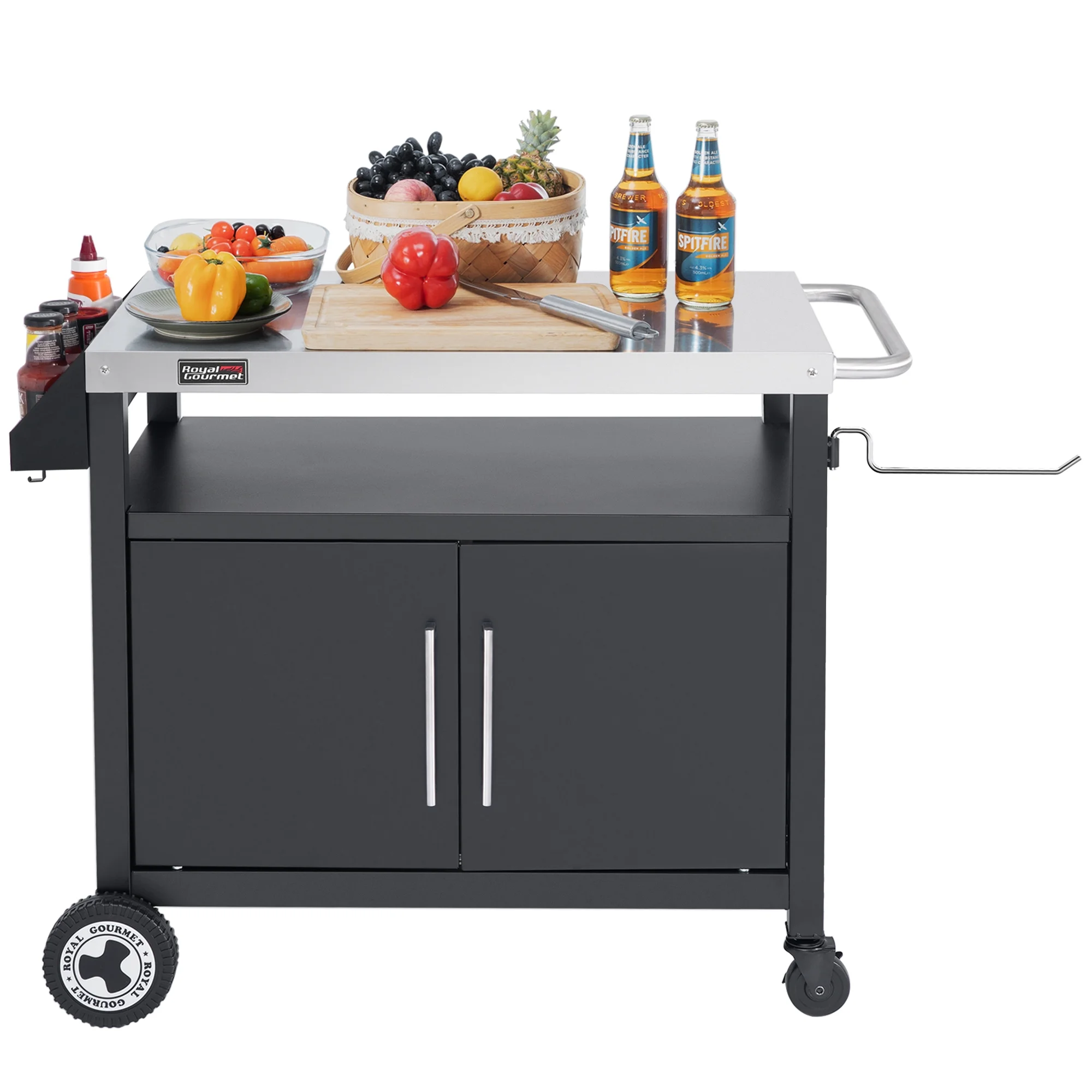 Royal Gourmet PC3403S Movable Kitchen Island Cart, Outdoor Grill Table, Grill Prep Table with Storage