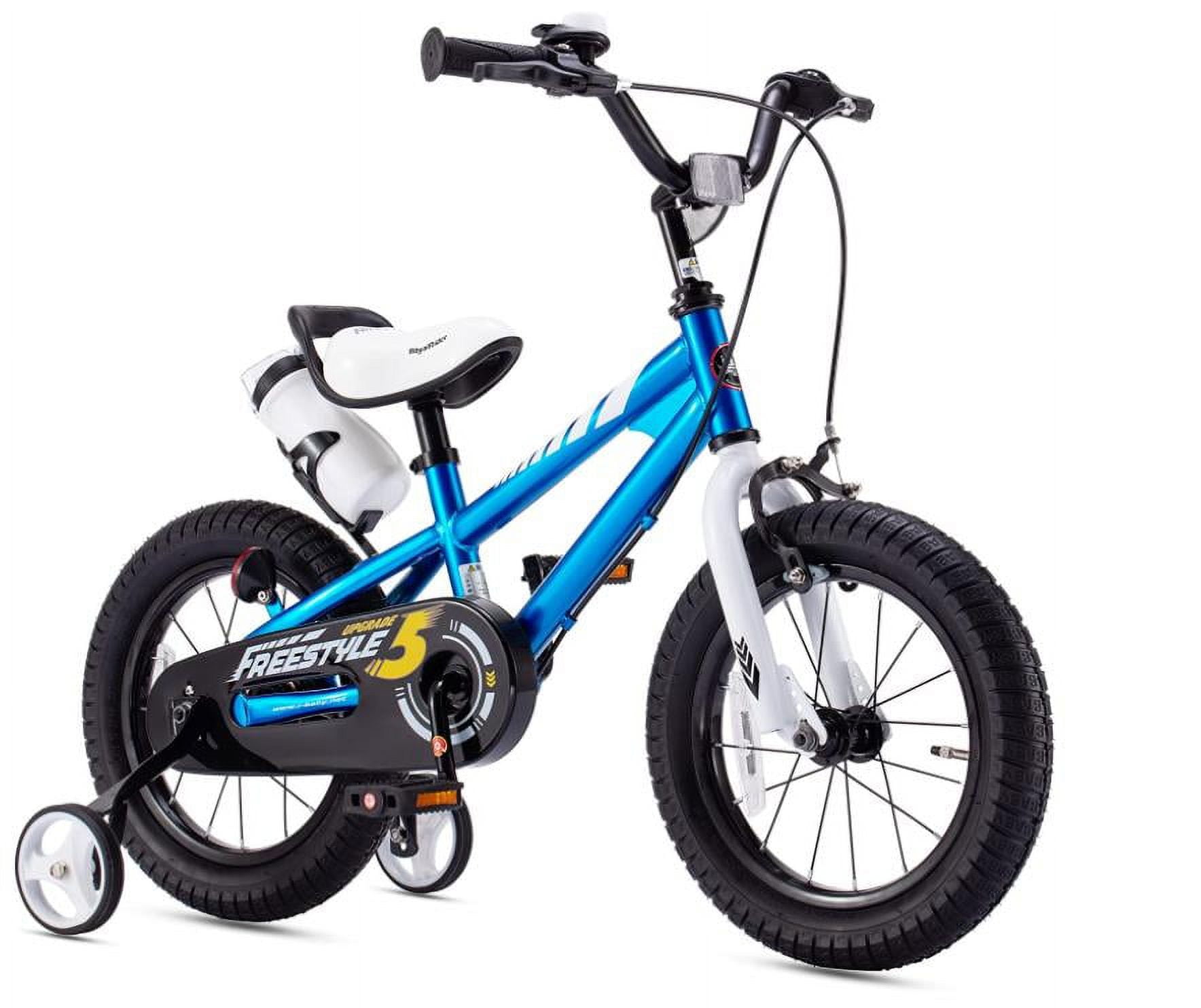 Royalbaby Boys Girls Kids Bike 16 In BMX Freestyle Blue 2 Hand Brakes Bicycles with Training Wheels Child Bicycle