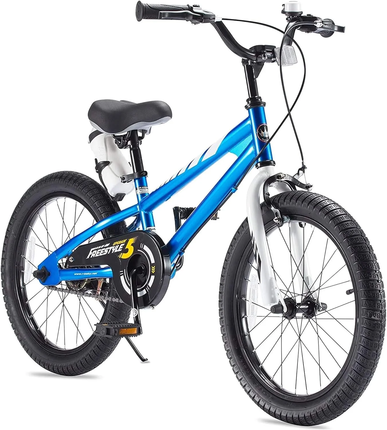 Royalbaby Freestyle 18 In Blue Kids Bike Boys and Girls Bike with Kickstand and Water Bottle