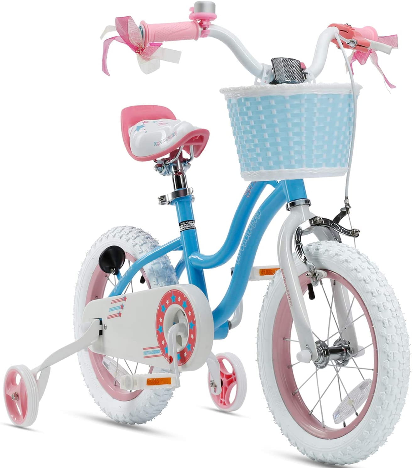 Royalbaby Girls Kids Bike Star girl 16 In. Bicycle Basket Training Wheels Kickstand Blue Child's Cycle