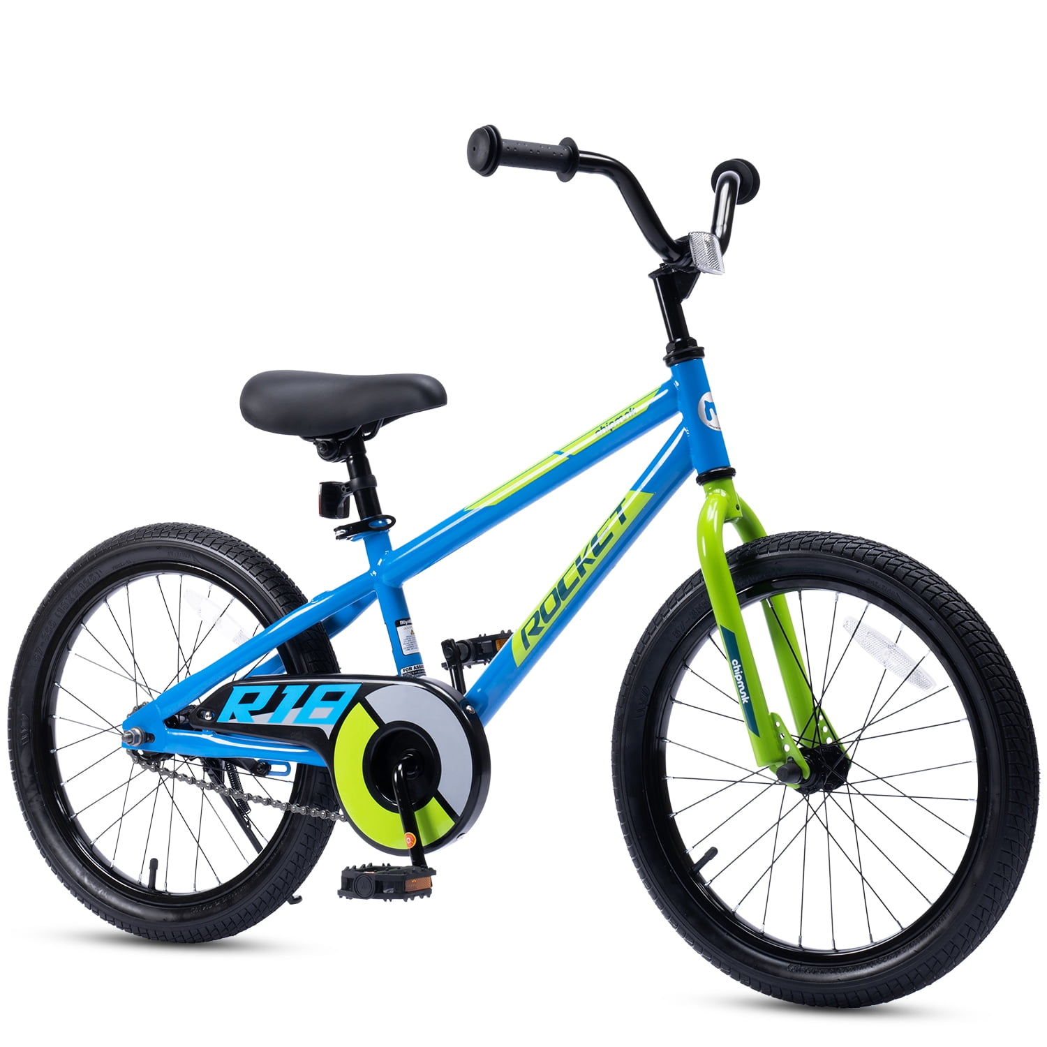 RoyalBaby Rocket 18 inch Bicycle with Kickstand, Unisex, Ages 7-9, Blue