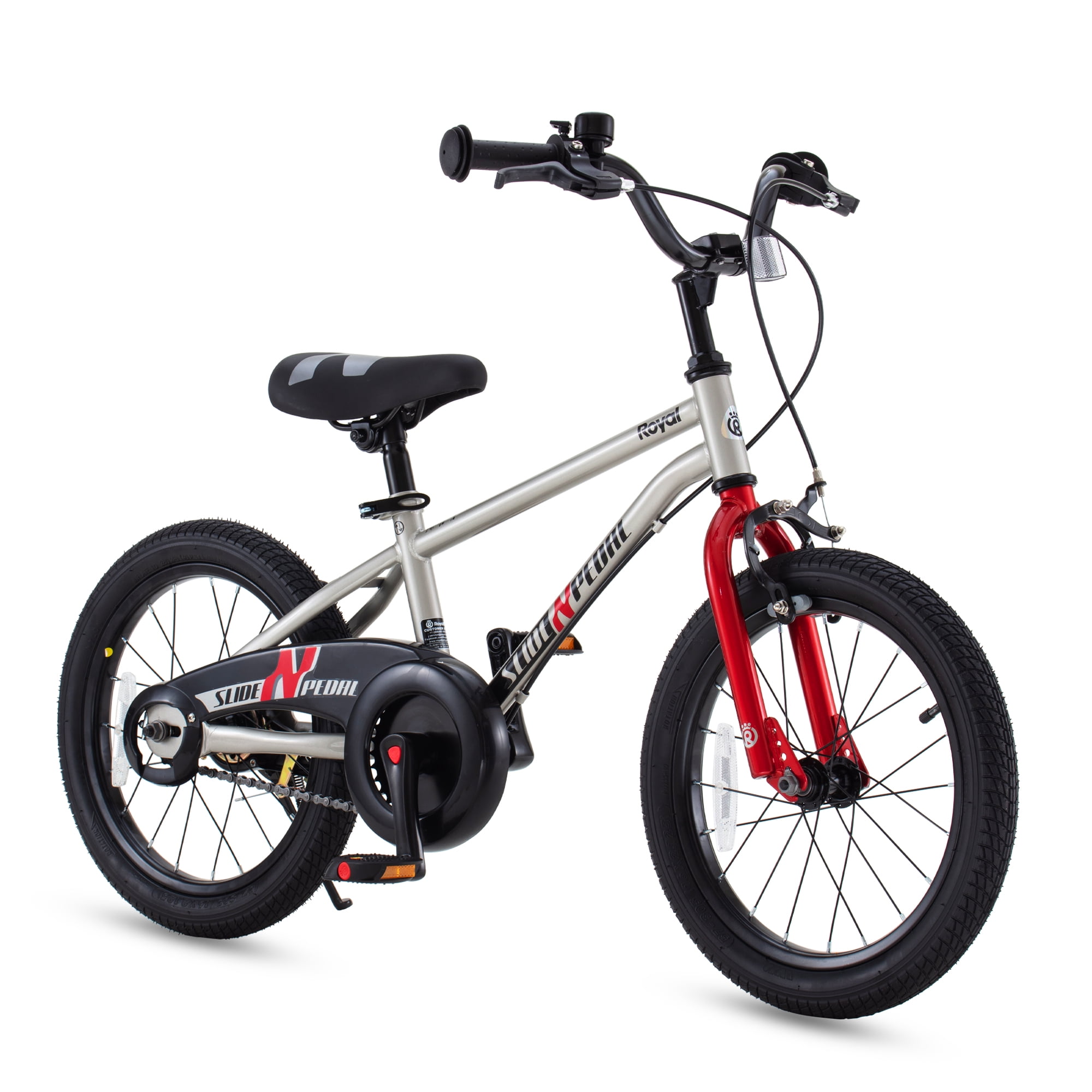 Slide N Pedal 16in Kids Bike EZ Balance Pedal Switchable Bicycle, 14 Inch, Silver Christmas Gift