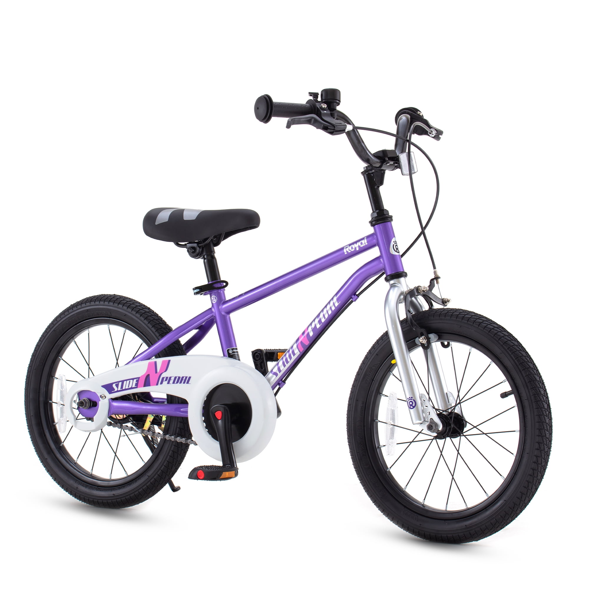Christmas Gift Slide and Pedal Kids Bike EZ Balance Pedal Switchable Bicycle, 18 Inch, Purple