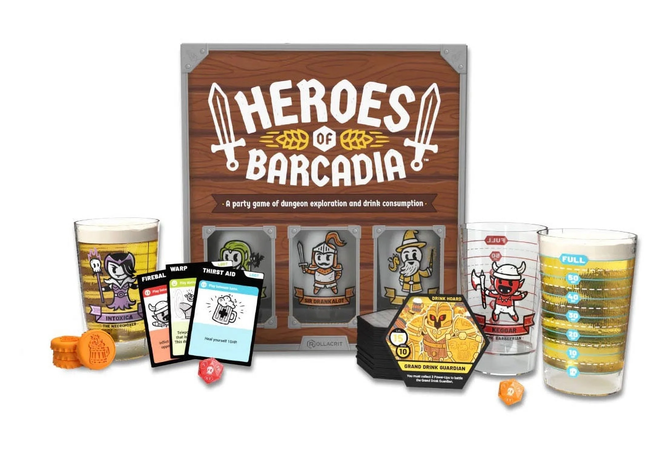 Rollacrit: Heroes of Barcadia Board Game: a Dungeon Exploration Drinking Game
