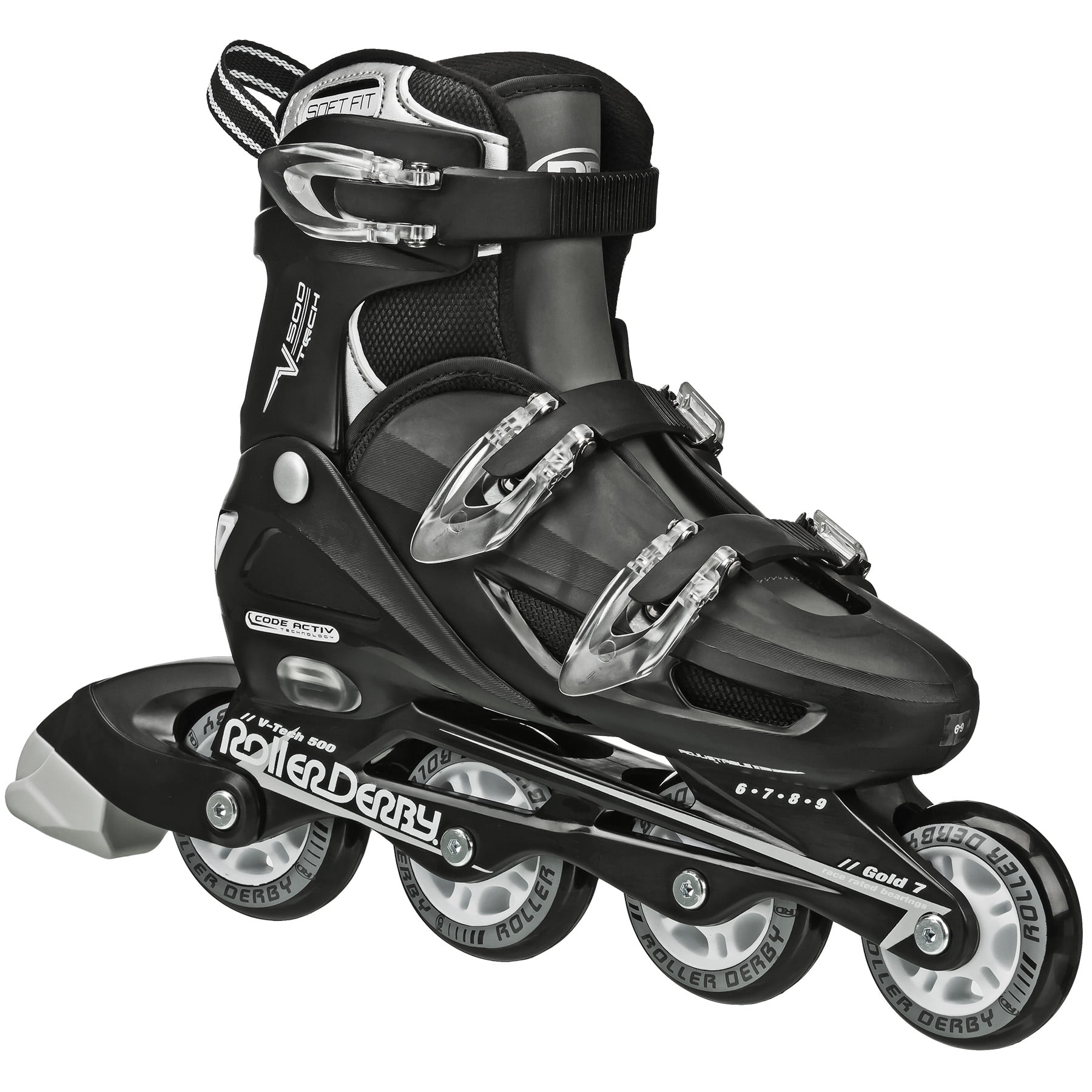 Roller Derby V-Tech 500 Men's Inline Skate with Adjustable Sizing, Black
