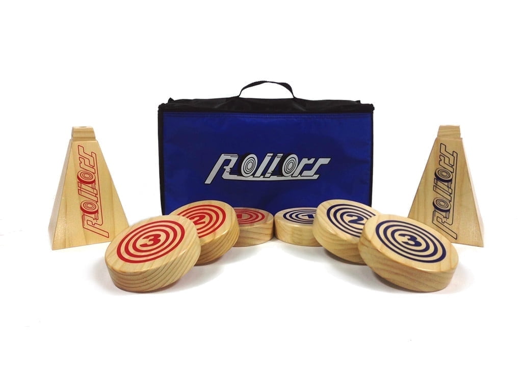 Rollors All Wood Outdoor Yard Game Combining Horseshoes, Bocce Ball and Bowling
