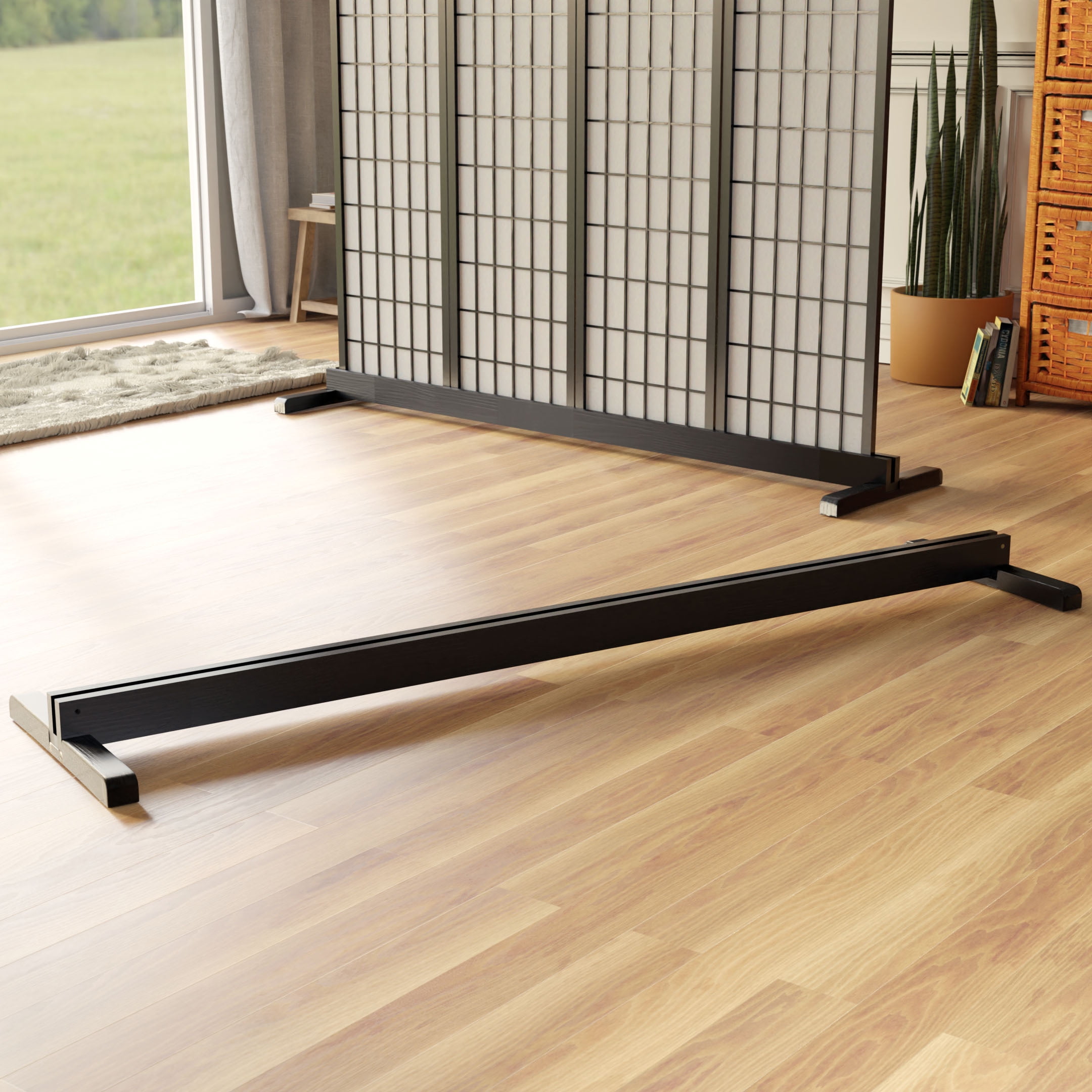 Room Divider Stand Black 4 Panel