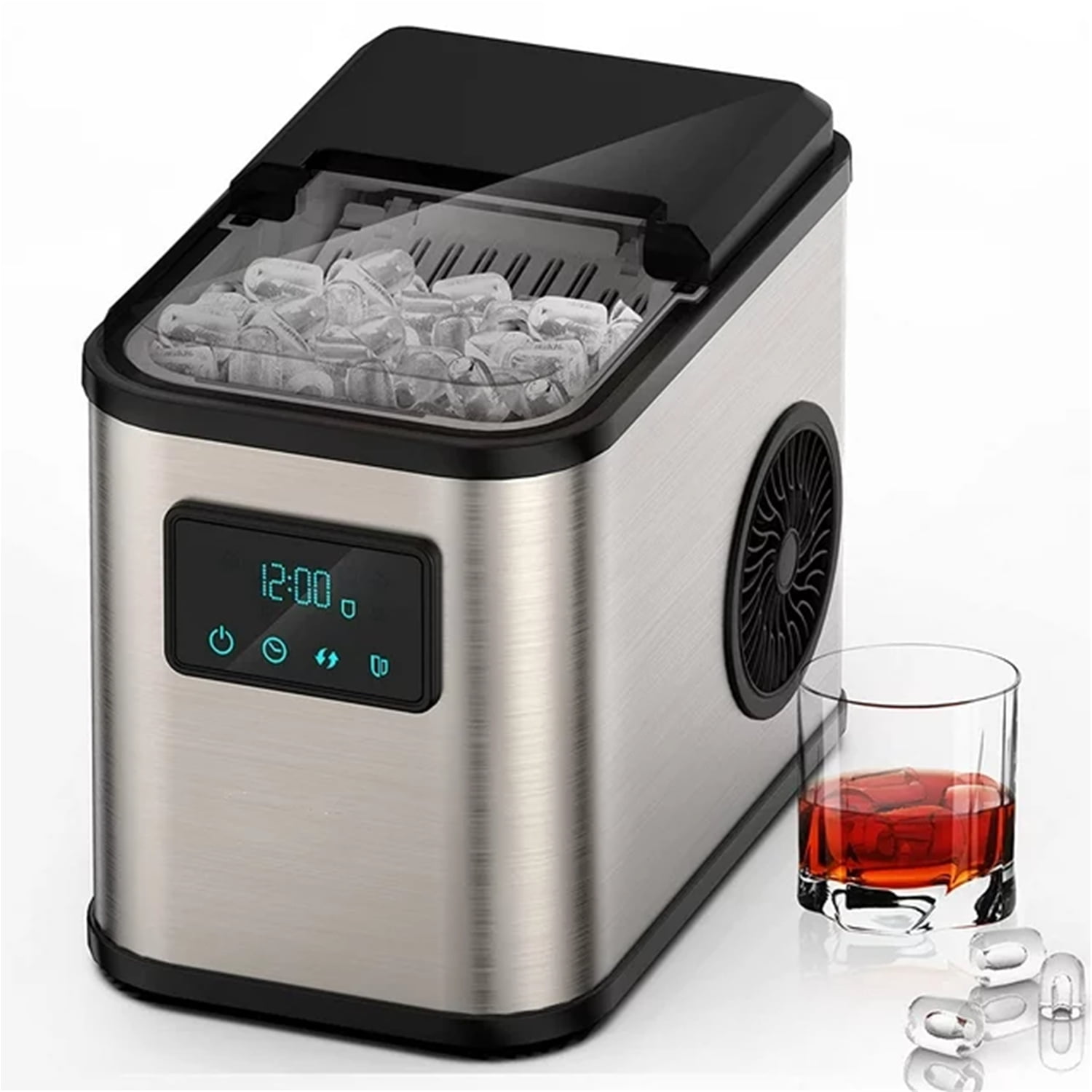 Rottogoon Portable Ice Maker Machine 28Lbs/24H Touch LED Countertop Ice Maker Self-Clean Bullet Ice