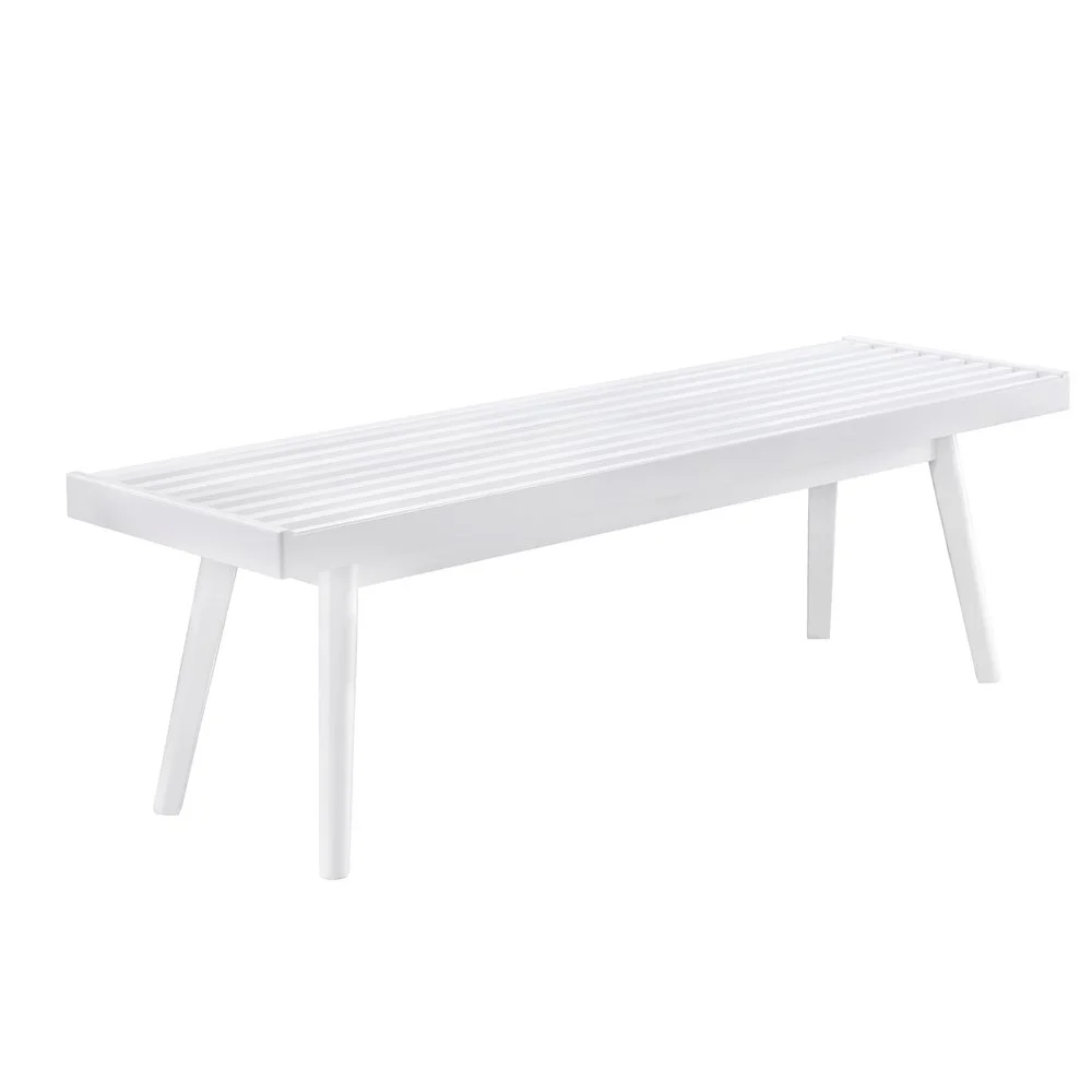 Roundhill Furniture Larwich No Rectangular Entryway Bench with Solid Wood Construction, White