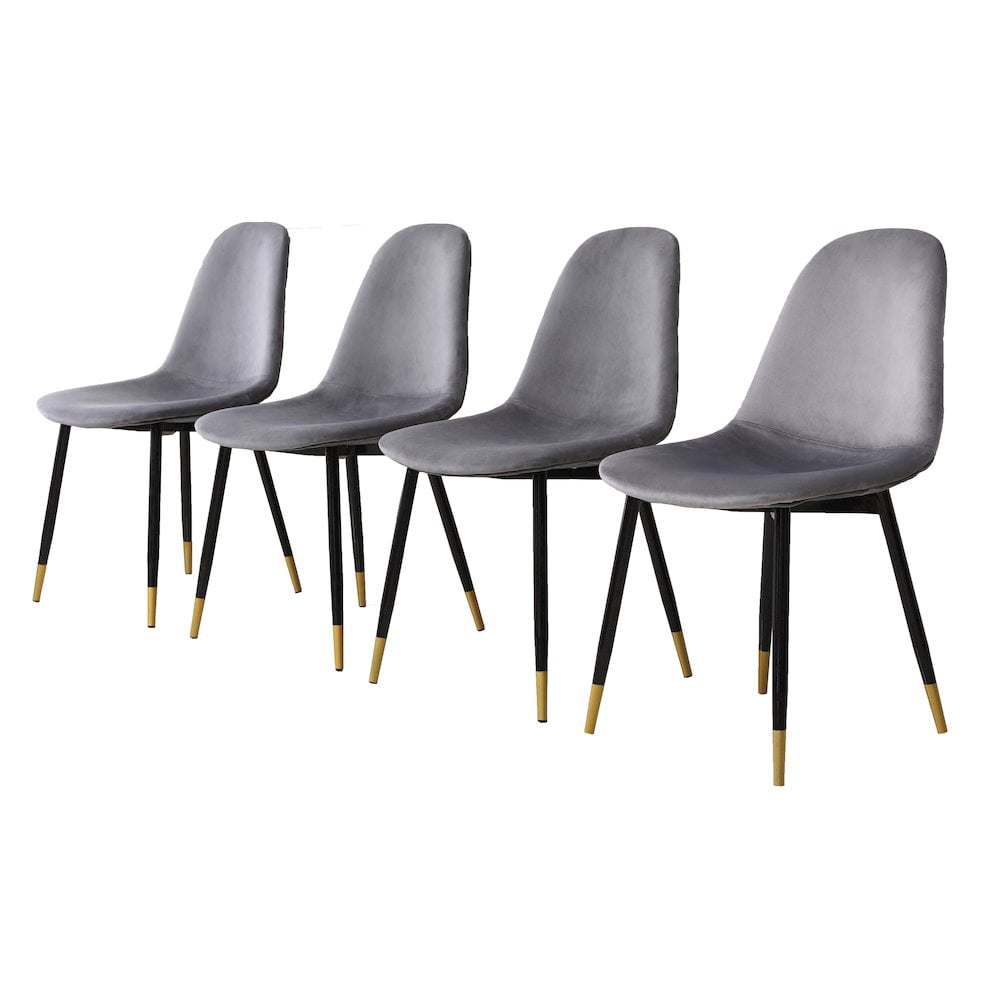 Roundhill Furniture Lassan Contemporary Fabric Dining Chairs, Set of 4, Gray