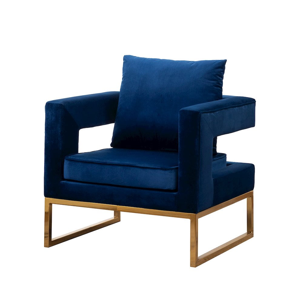 Roundhill Furniture Lenola Contemporary Upholstered Accent Arm Chair, Blue