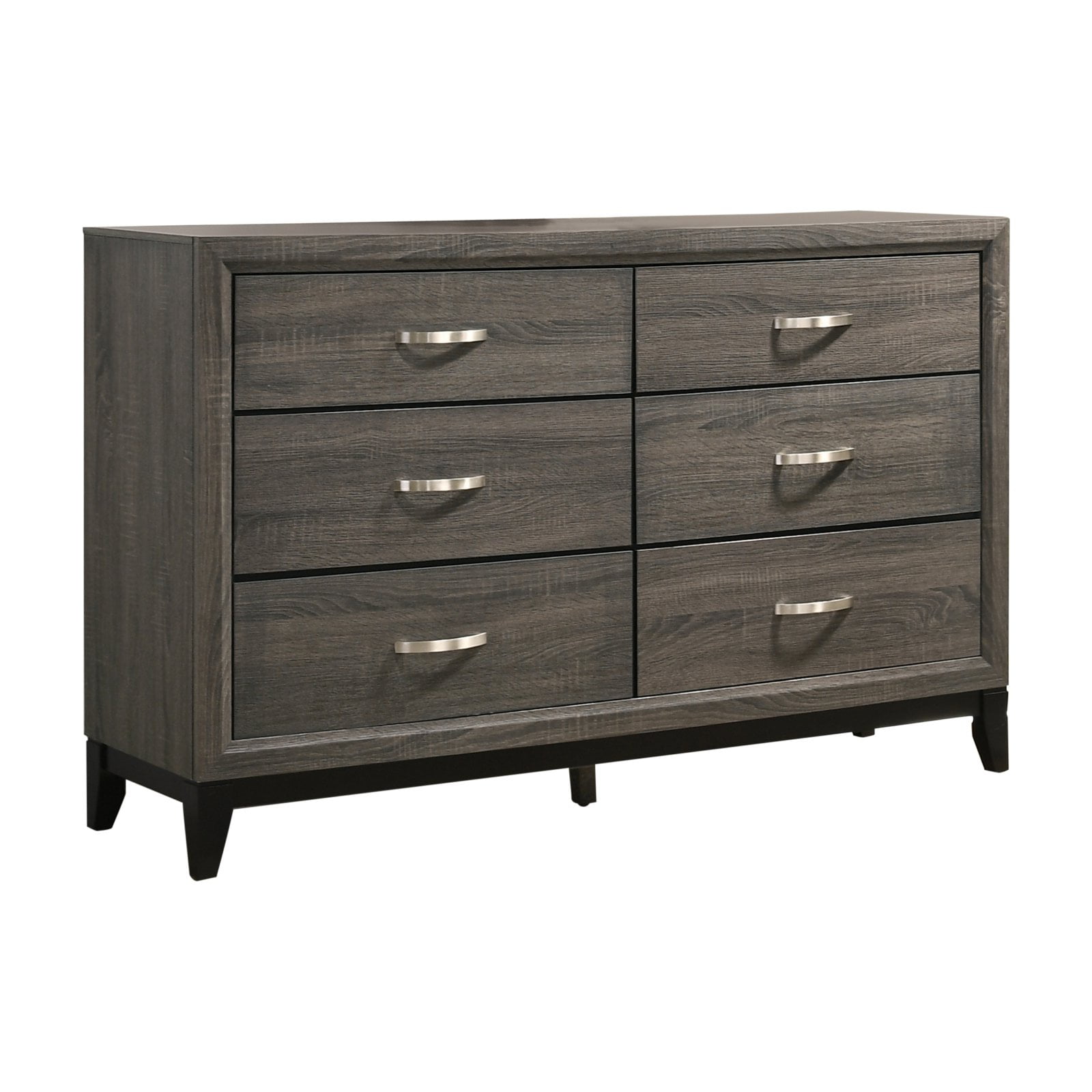 Stout Metal Bar Pulls Distressed Dresser, Wood, Dark Ash Gray