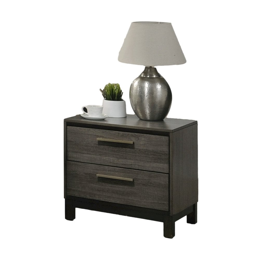 Roundhill Ioana Antique Gray Finish Wood 2 Drawers Nightstand