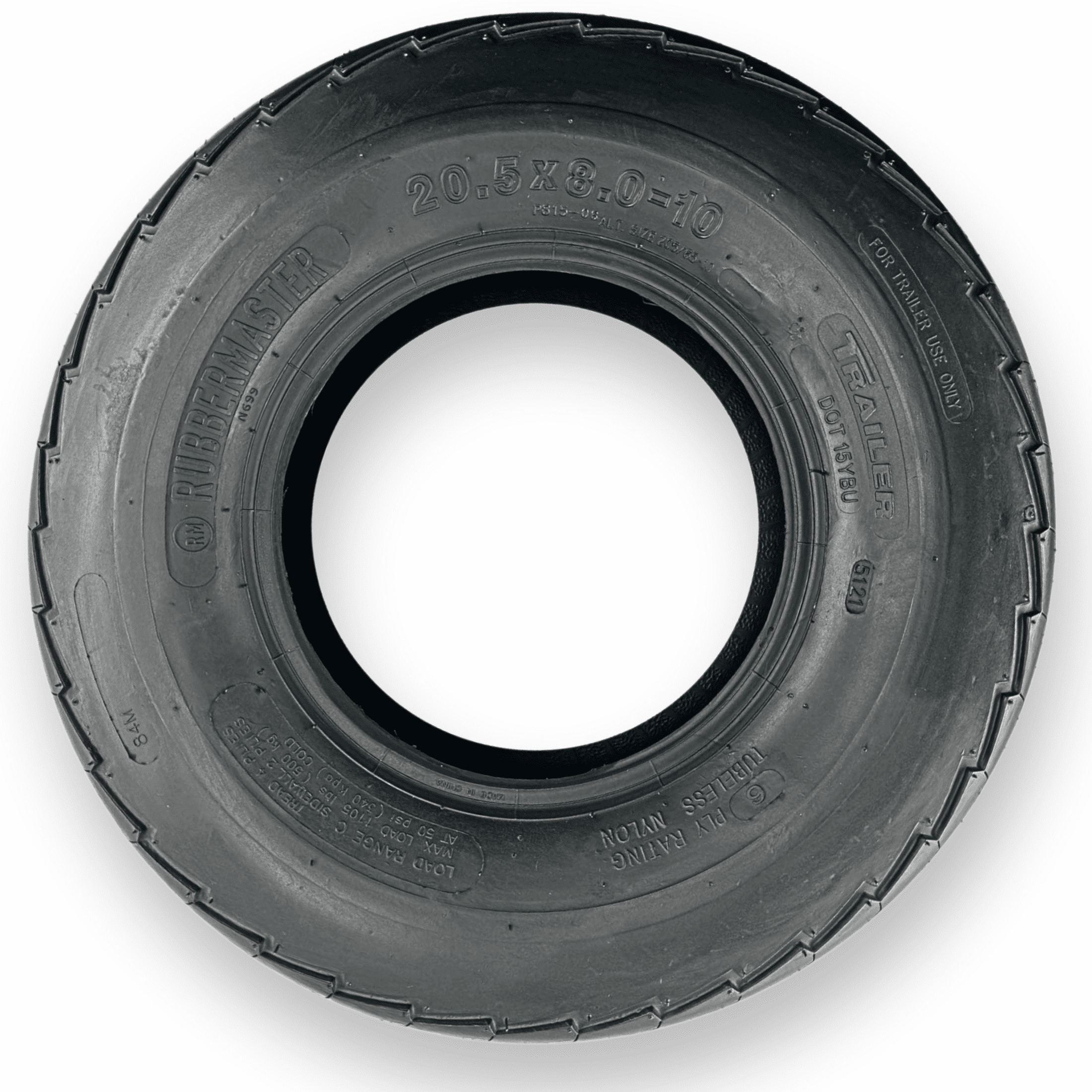 RubberMaster 20.5x8.0-10 (205/65D10) Highway Rib 10 Ply Tubeless