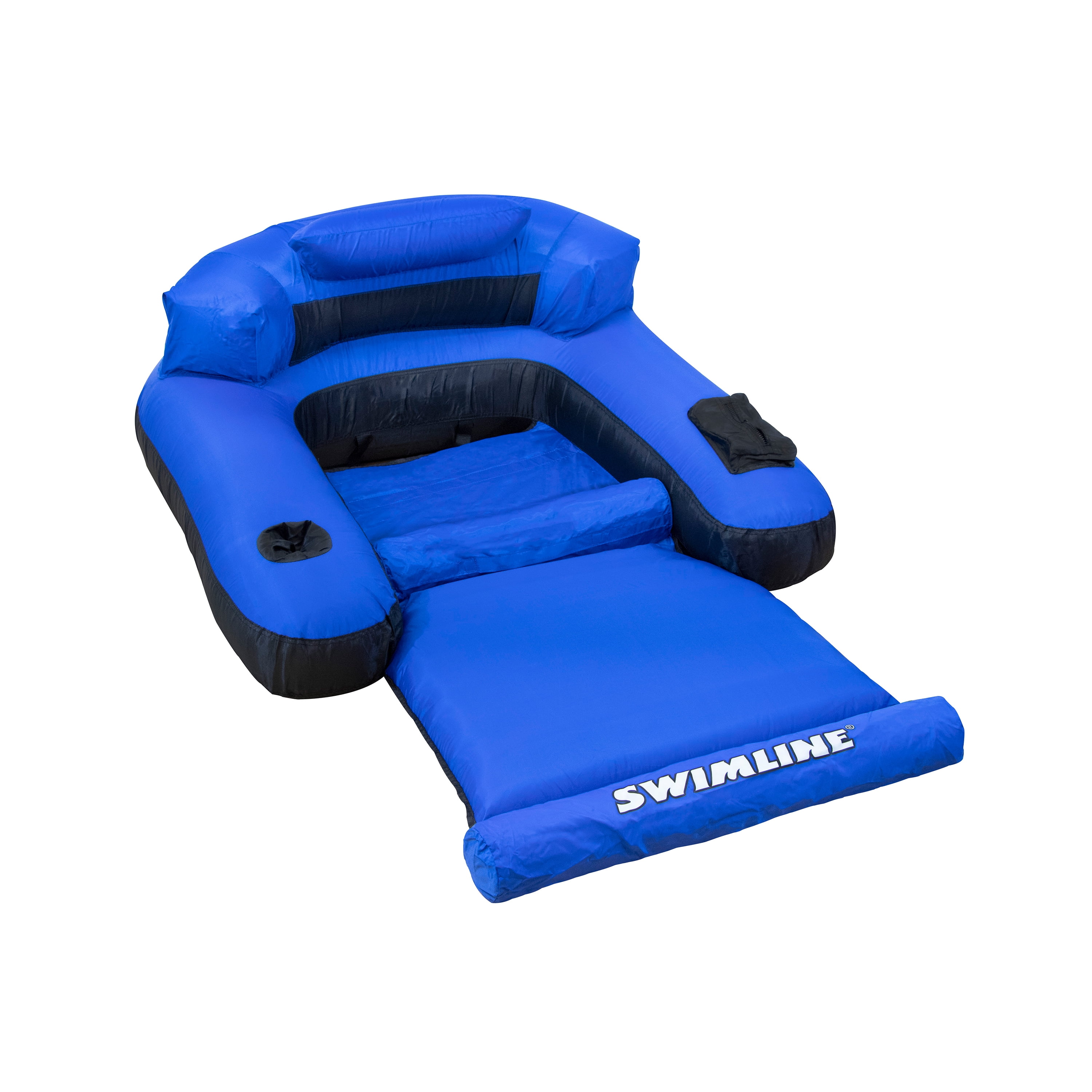 SWIMLIME ORIGINAL Fabric Covered Ultimate Floating Lounge Chair With Cup Holder Back Leg And Arm Rests And Storage Compartment For Kids And Adults