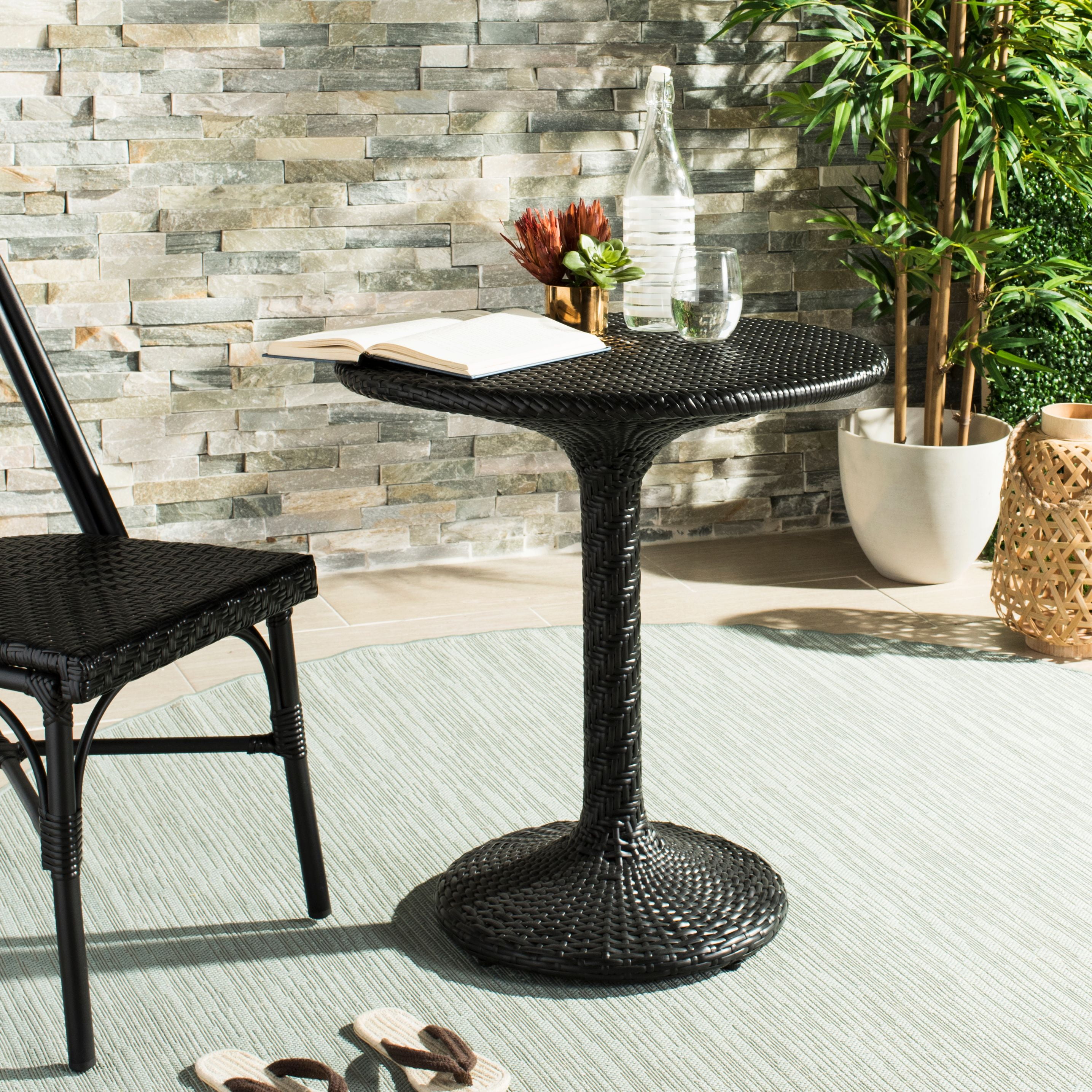 Safavieh Bilson Outdoor Patio Rattan Bistro Table - Black