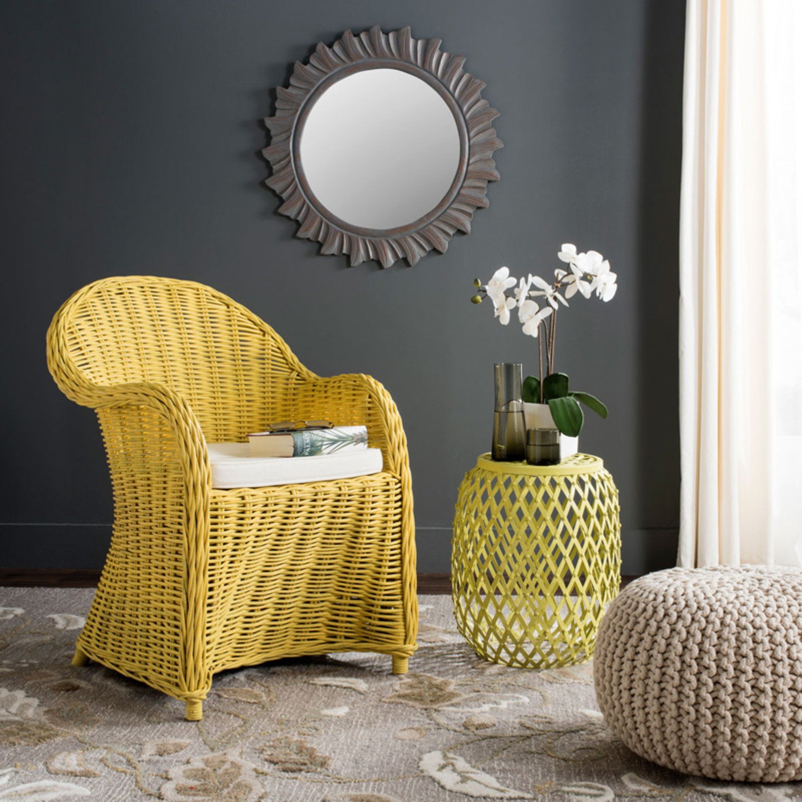 Safavieh Callista Wicker Club Chair, Yellow