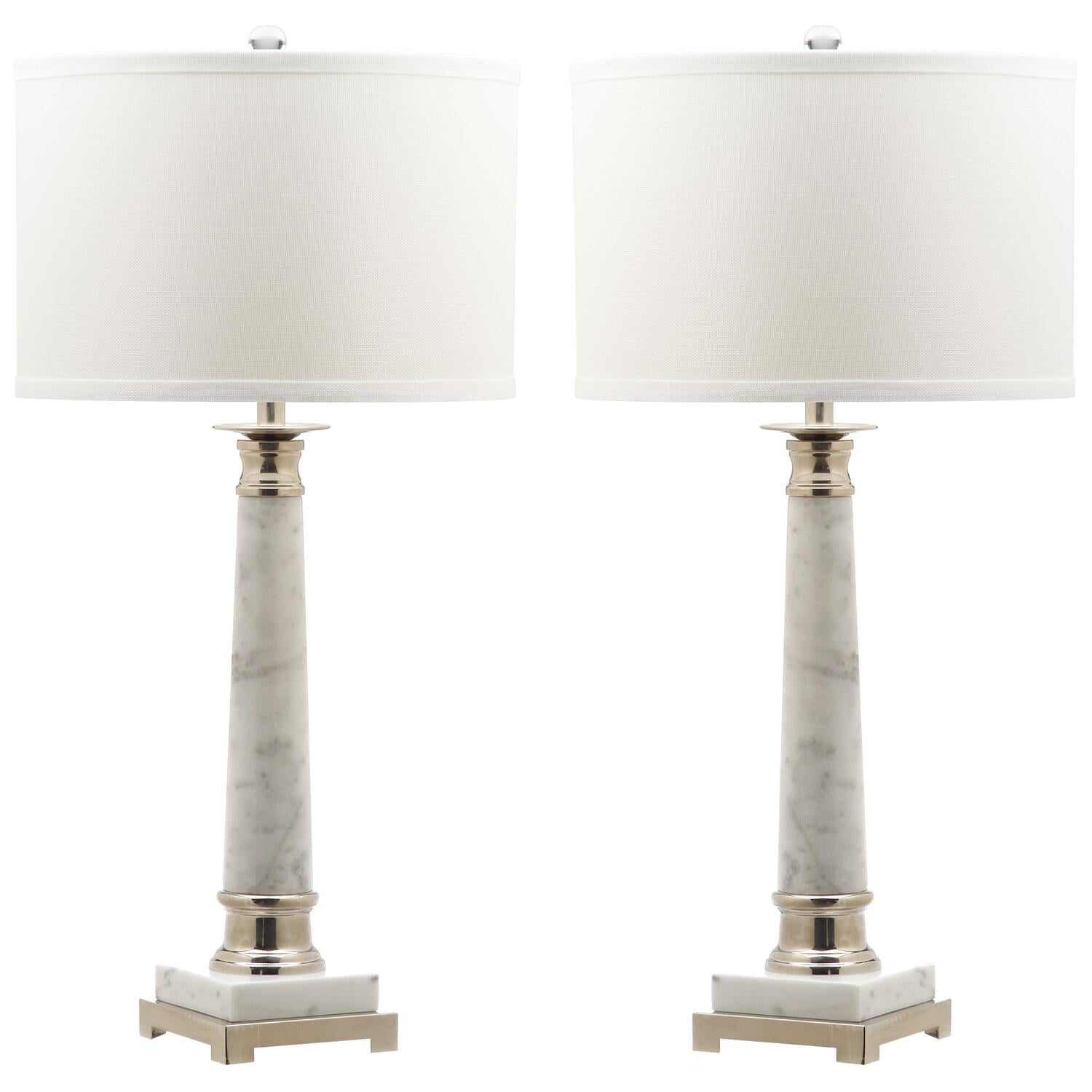 Safavieh Colleen 31 in. H Column Table Lamp, Marble/Nickel, Set of 2