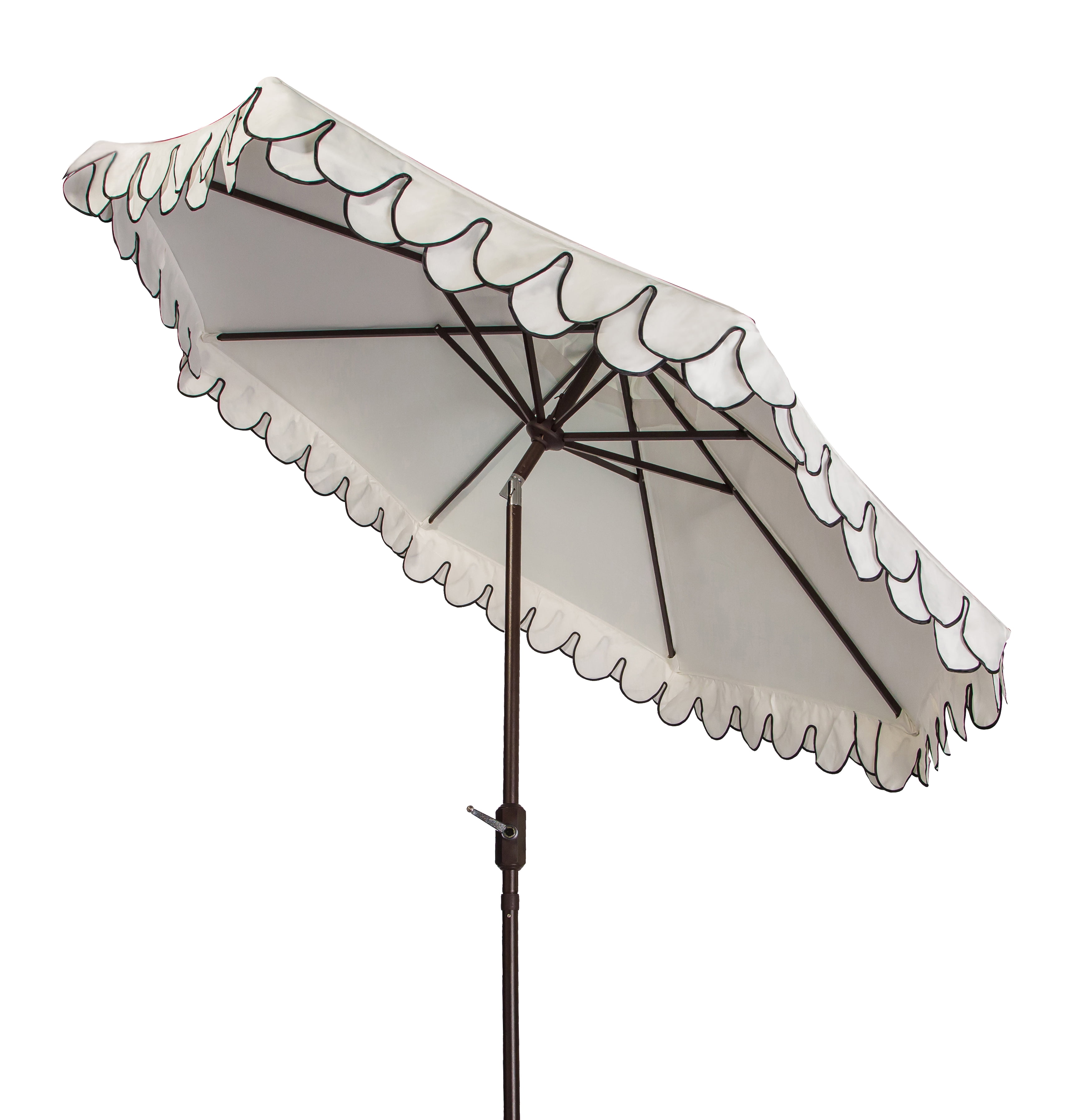 Safavieh Elegant 9' Market Auto Tilt Patio Umbrella, White/Black