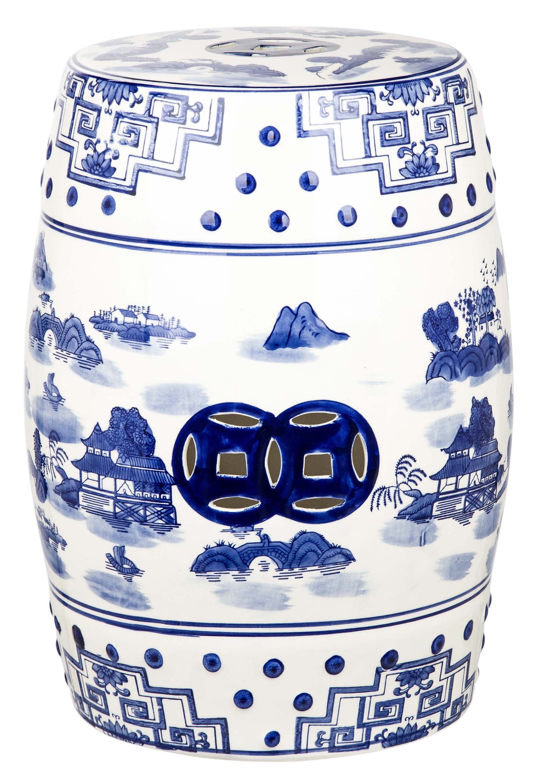 Safavieh Gateless Mist Chinoiserie Indoor/Outdoor Garden Stool, Blue