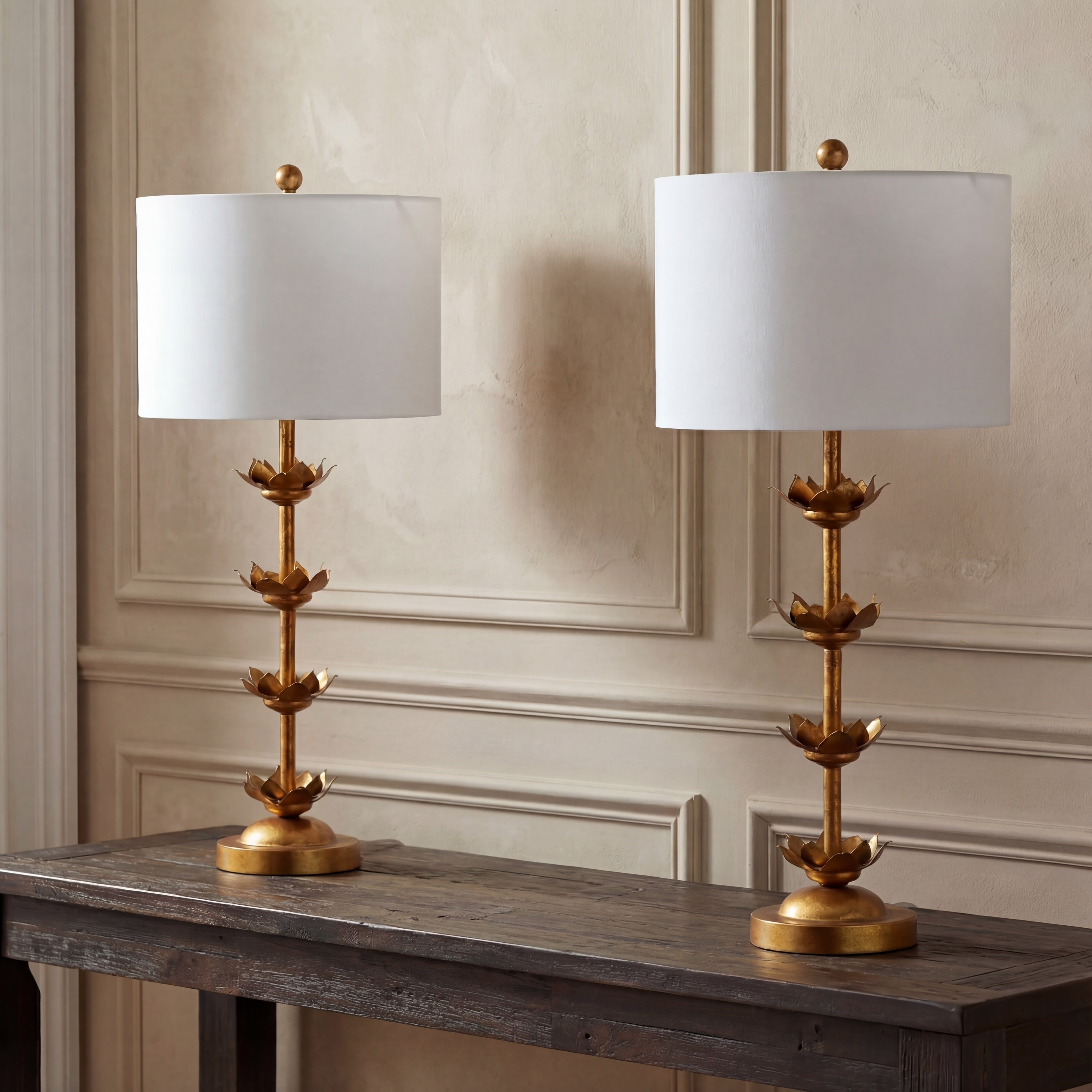 Safavieh Lani Leaf 32 in. H Table Lamp, Antique Gold, Set of 2