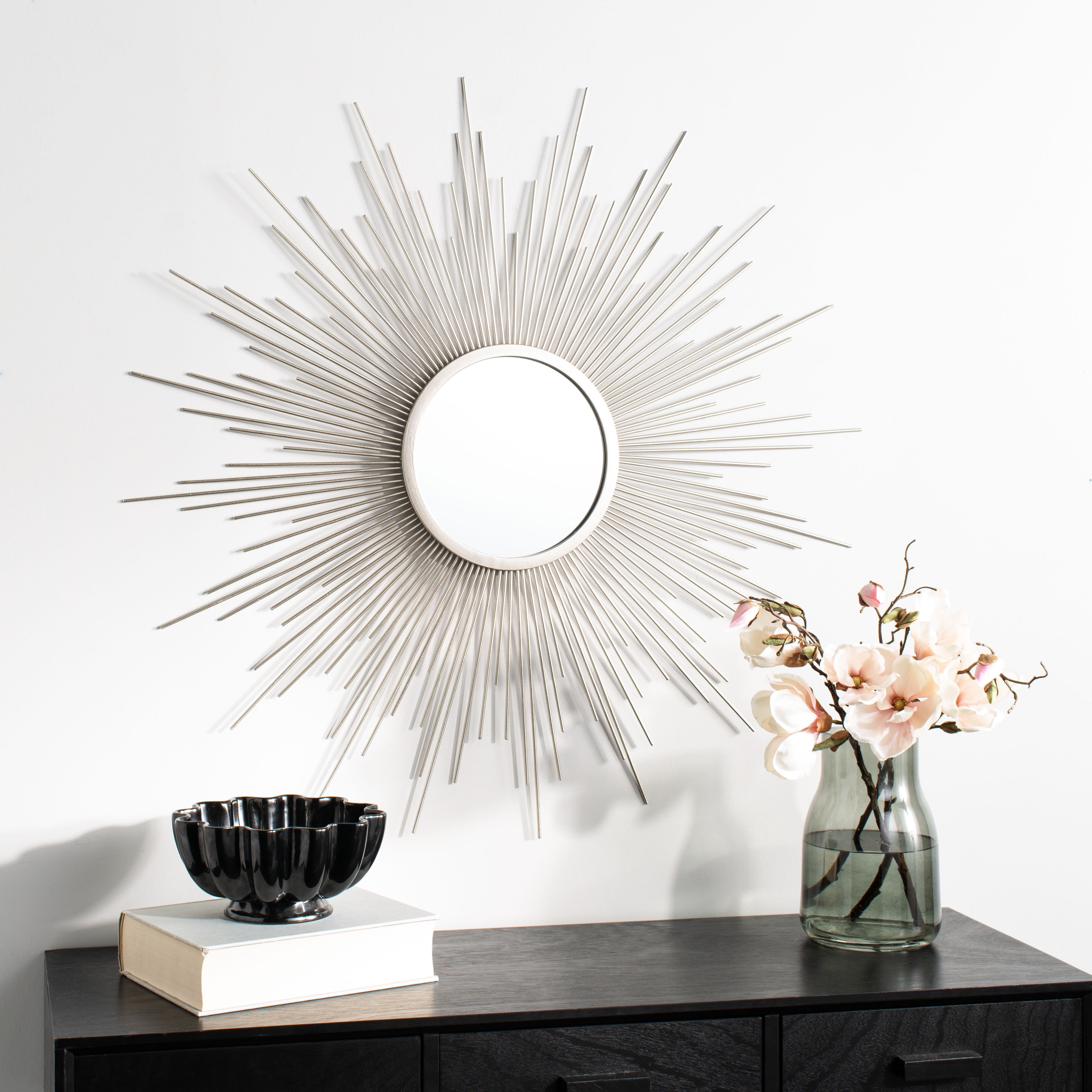 Safavieh Madilyn Radiant Lines Round Sunburst Mirror, Champagne
