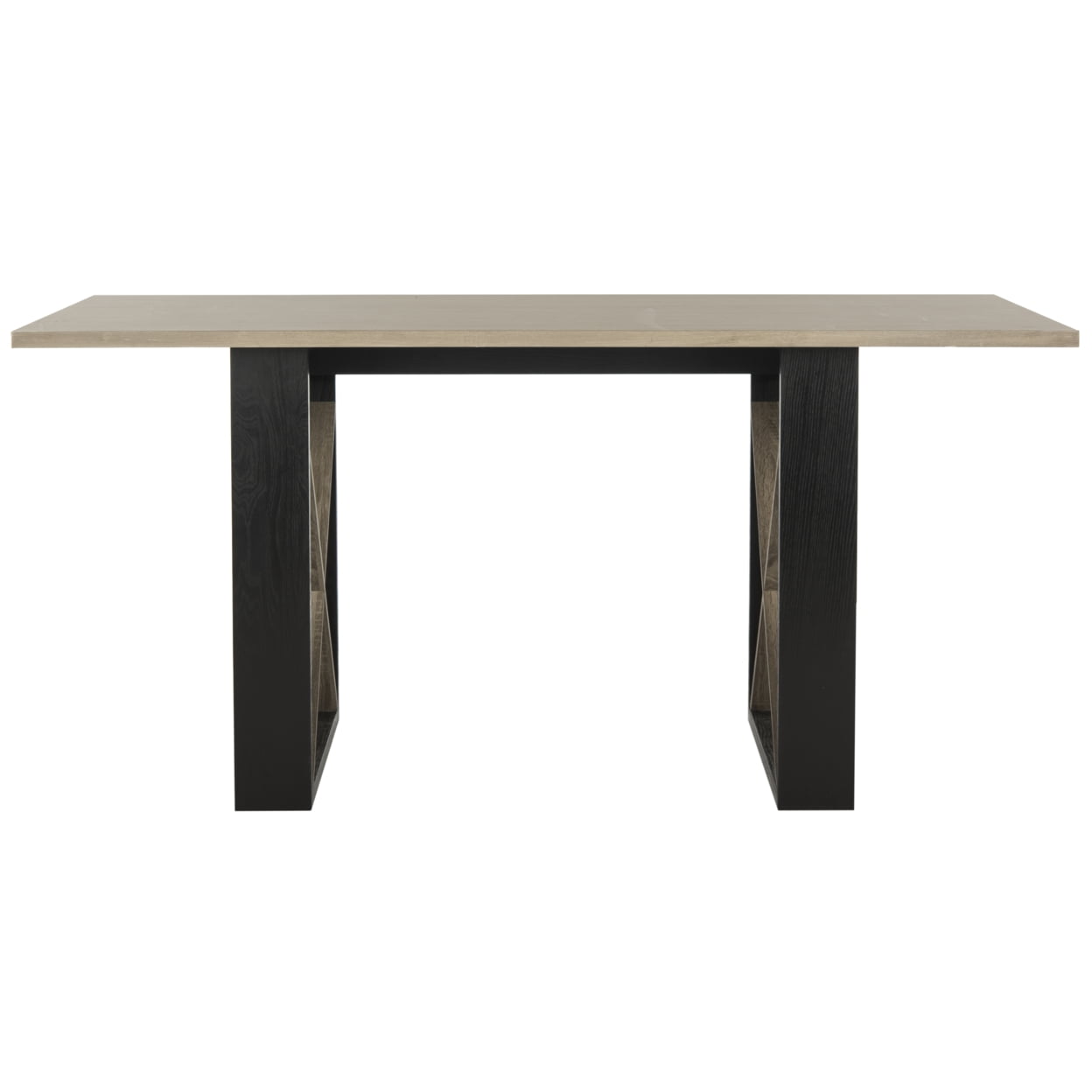 Safavieh Monty 63" Width Retro Mid Century Dining Table, Light Grey/Black