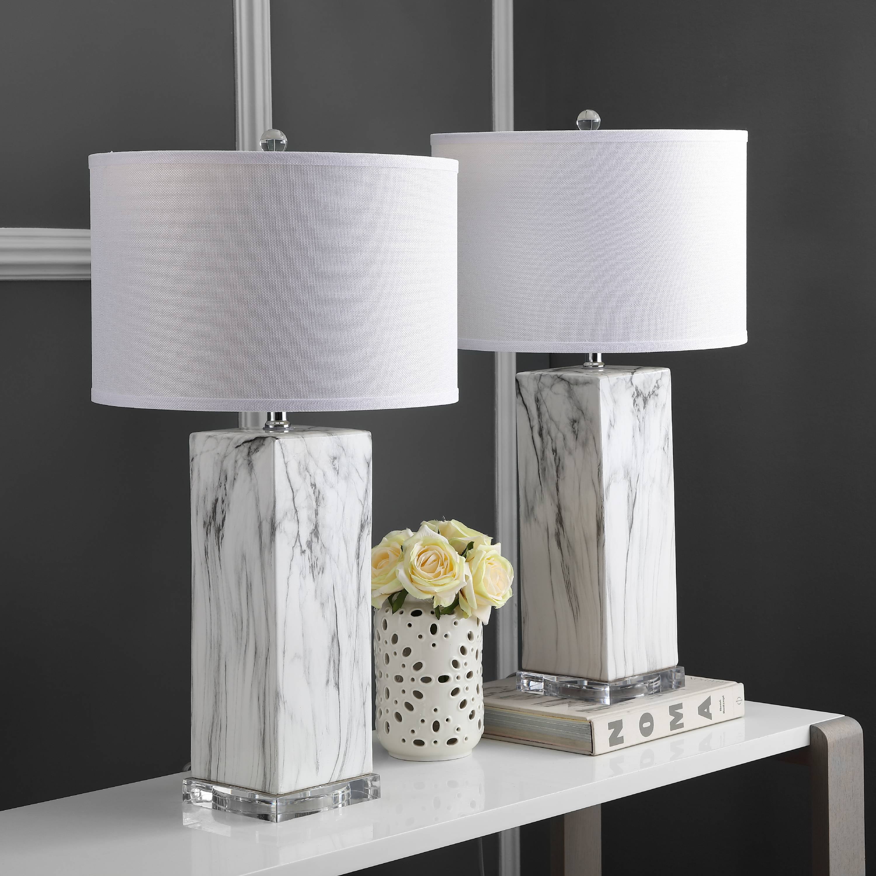Safavieh Olympia 29 In. High Table Lamp, Black/White Marble