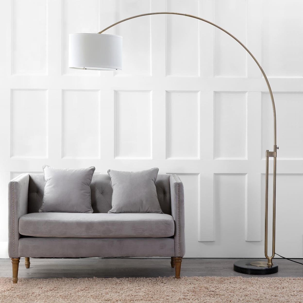 Safavieh Polaris 84 in. H Solid Glam Arc Floor Lamp, Antique Brass