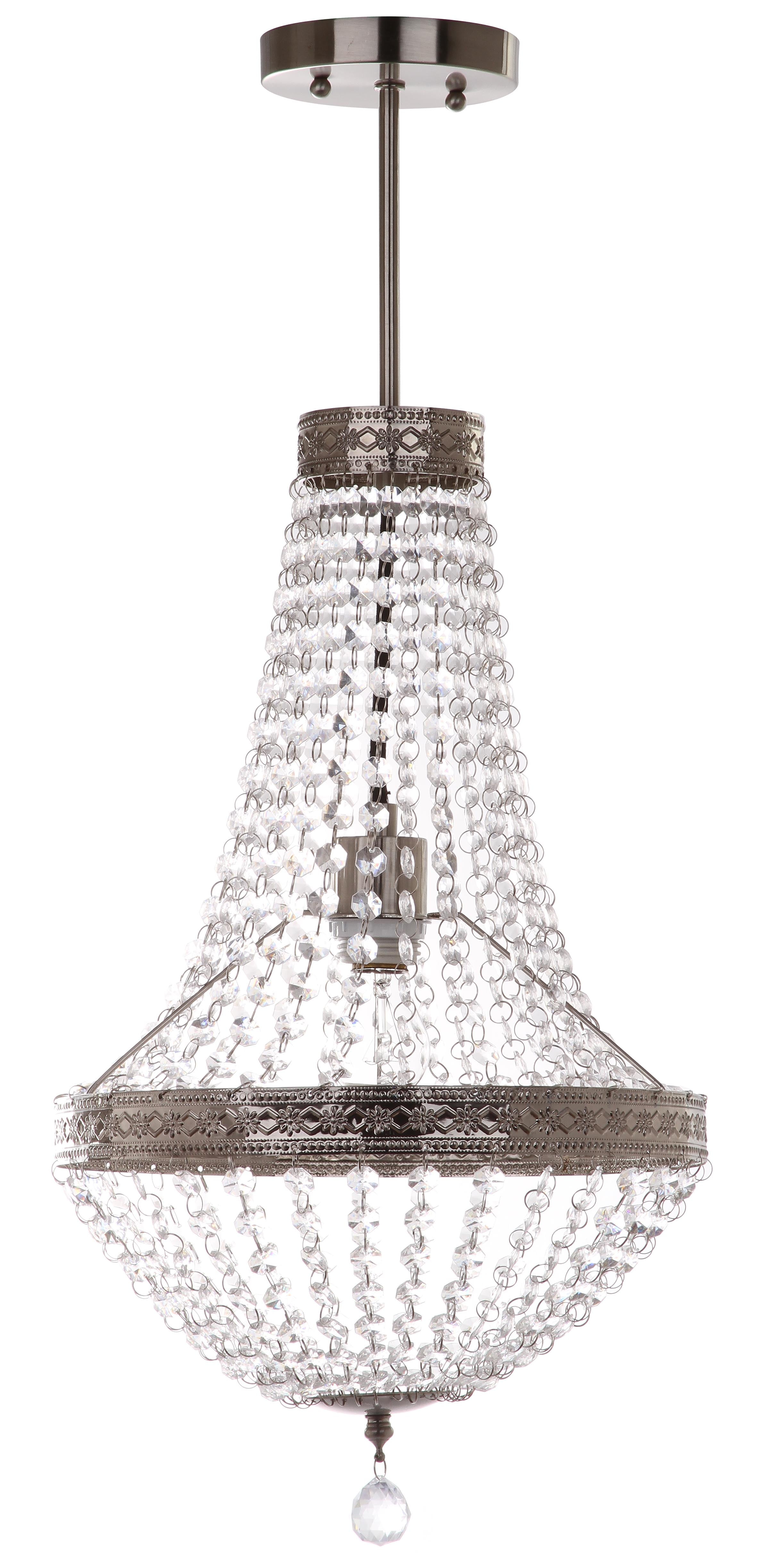 Safavieh Shirley 1 Light 11.75 In. Dia. Pendant, Nickel/Clear