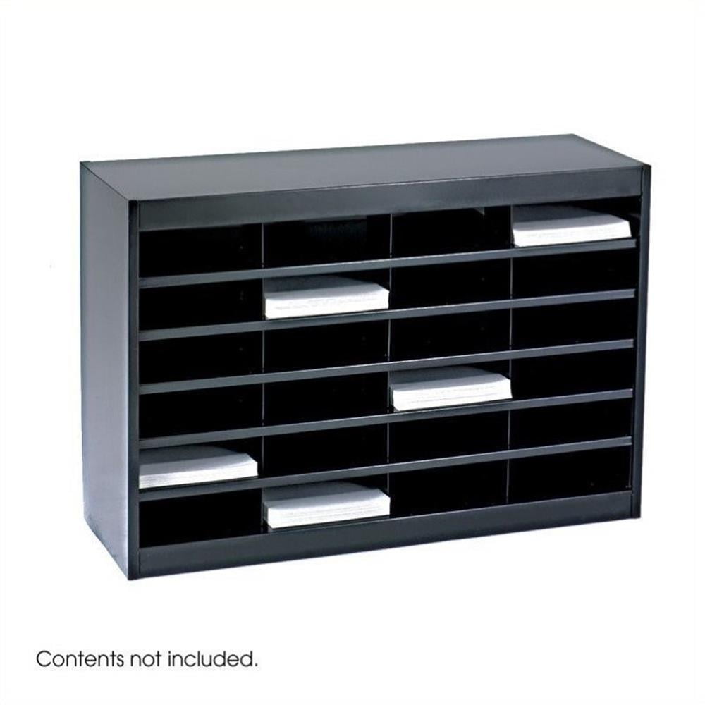 Safco E-Z Stor Black Mail Organizer - 24 Letter Size Compartments