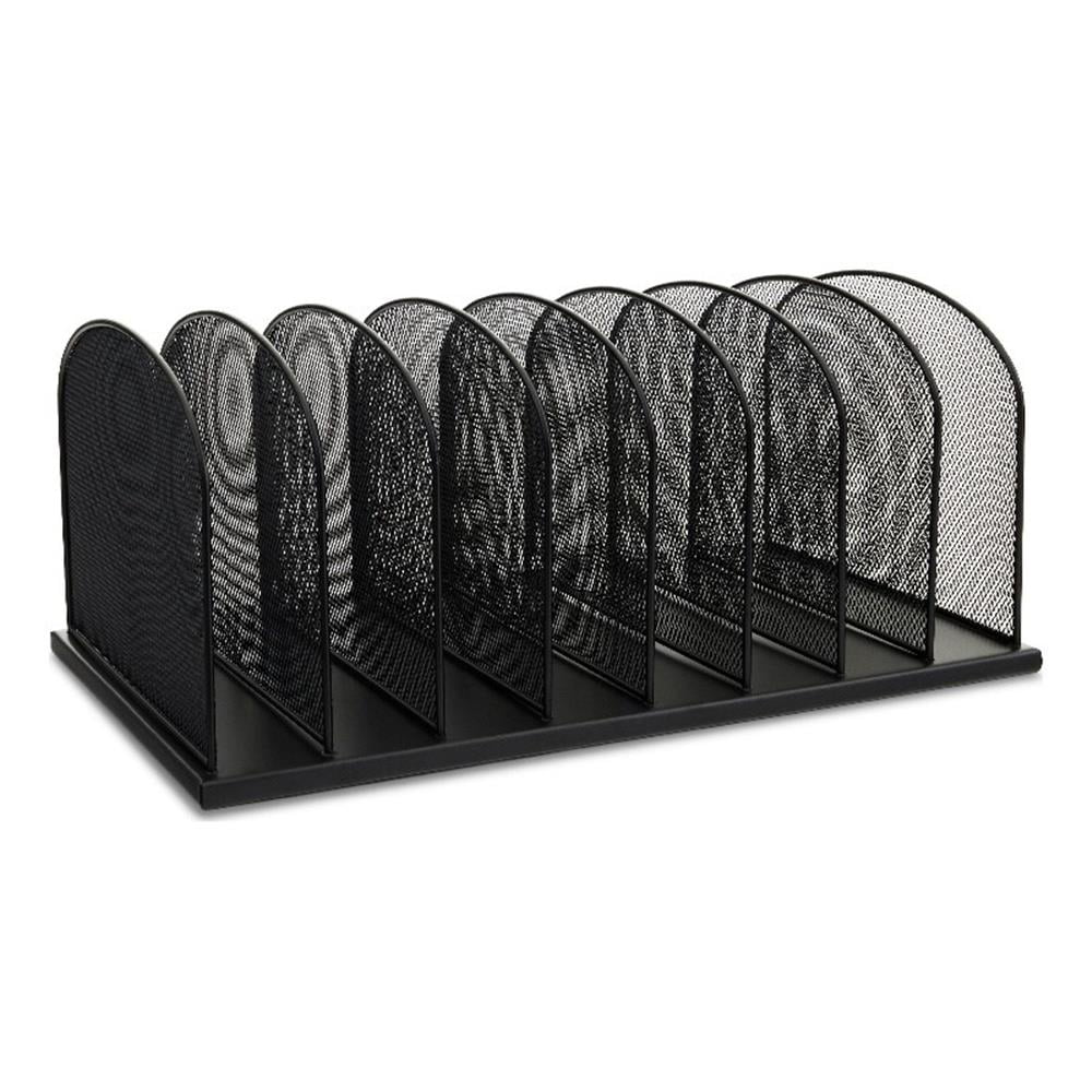 Safco Mesh Desk Organizer, Eight Sections, Steel, 19 1/2 x 11 1/2 x 8 1/4, Black