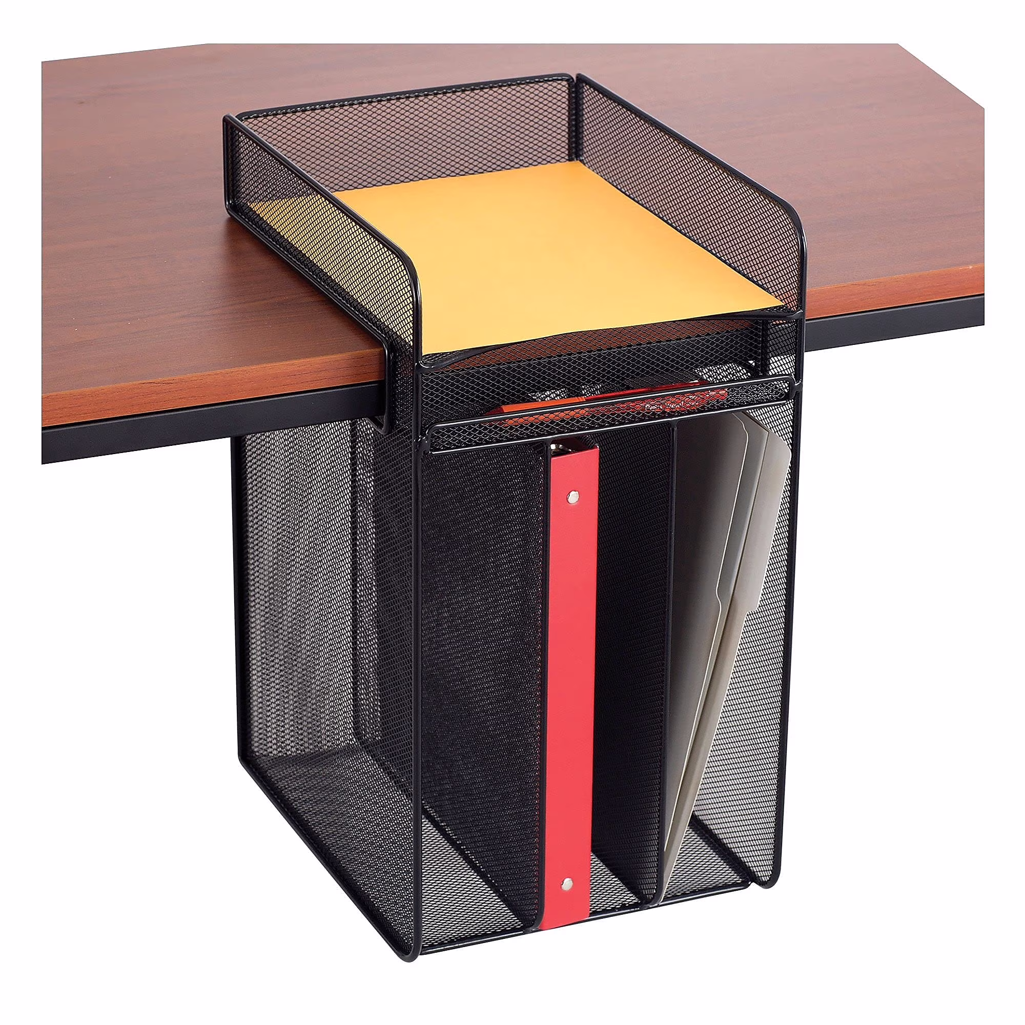 Safco Onyx Vertical Hanging Desk Organizer in Black