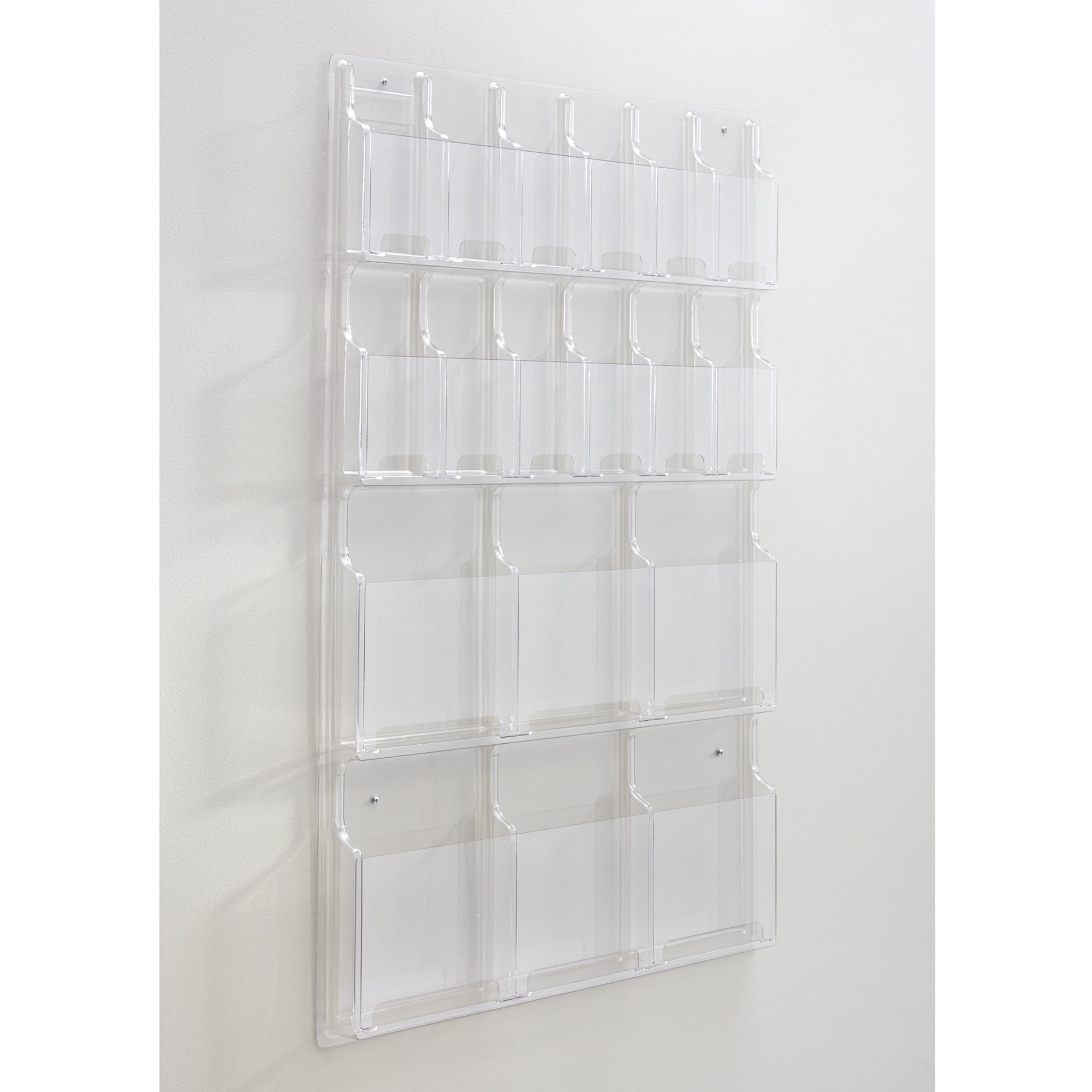Safco Reveal Clear Literature Displays 18 Compartments 30w x 2d x 45h Clear 5600CL