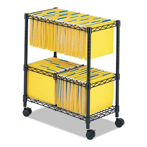 Safco 2-Tier Rolling File Cart Black Steel