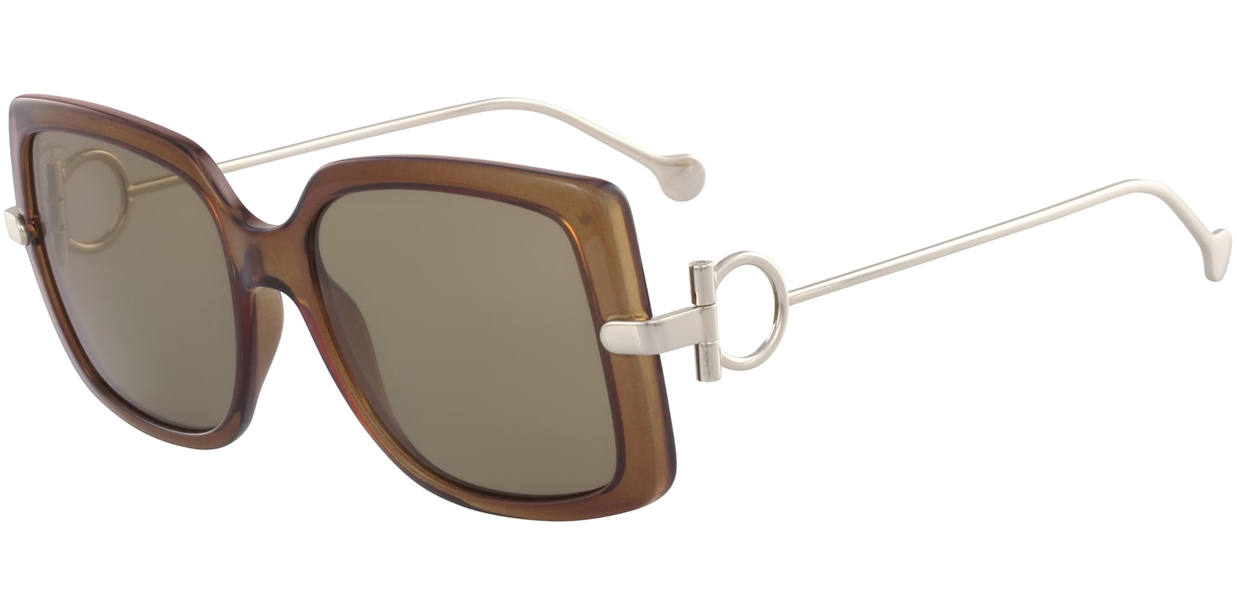Salvatore Ferragamo Female Adult Crystal Brown Oversize Square Full Rim Sunglasses Italy
