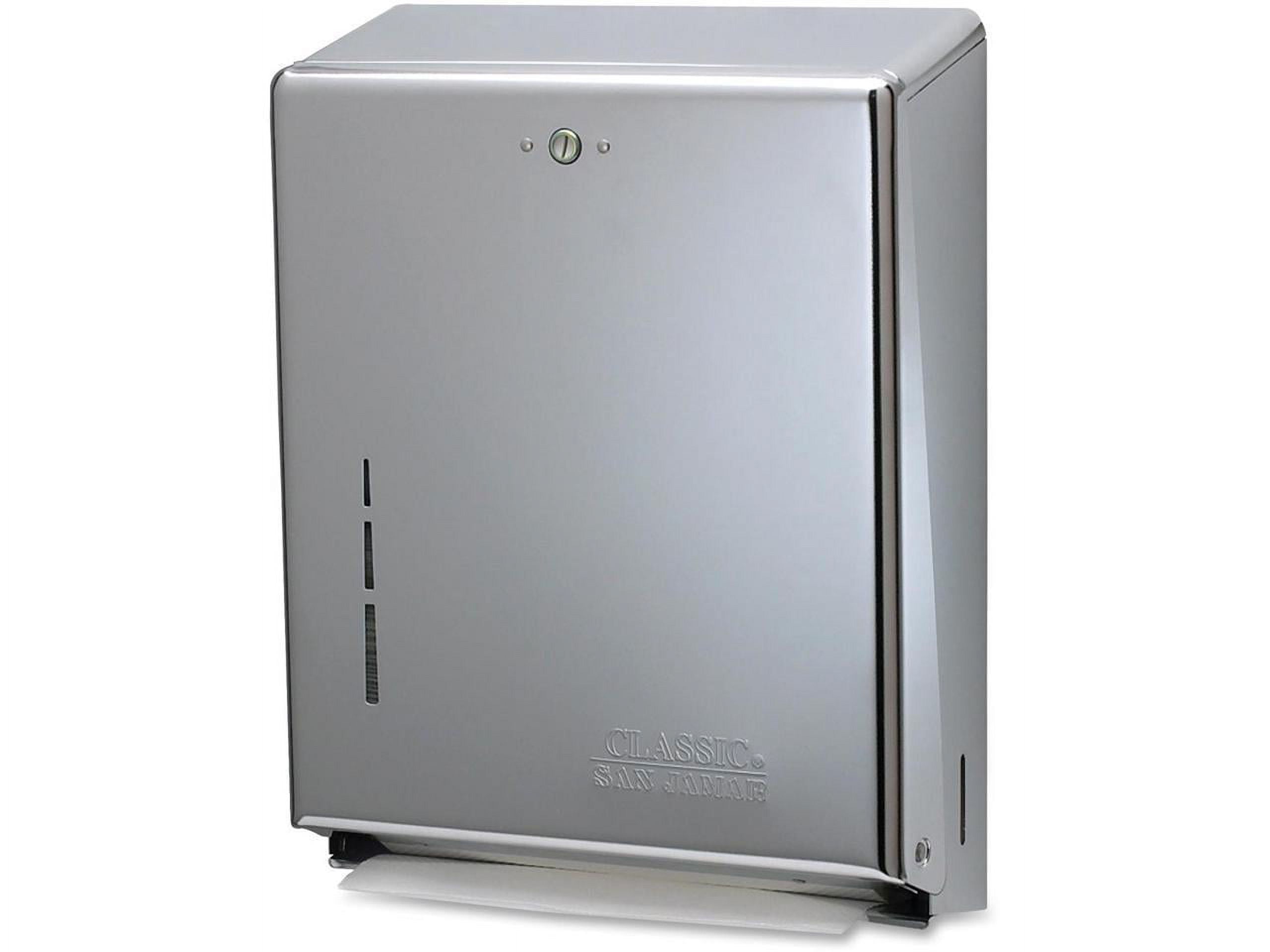 San Jamar Multifold Paper Towel Dispenser C Fold, Multifold Dispenser - 500 x Towel Multifold, 300 x Towel C Fold - 14.8" Height x 11.4" Width x 4" Depth - Stainless Steel - Chrome - Key Lock, Touch-f