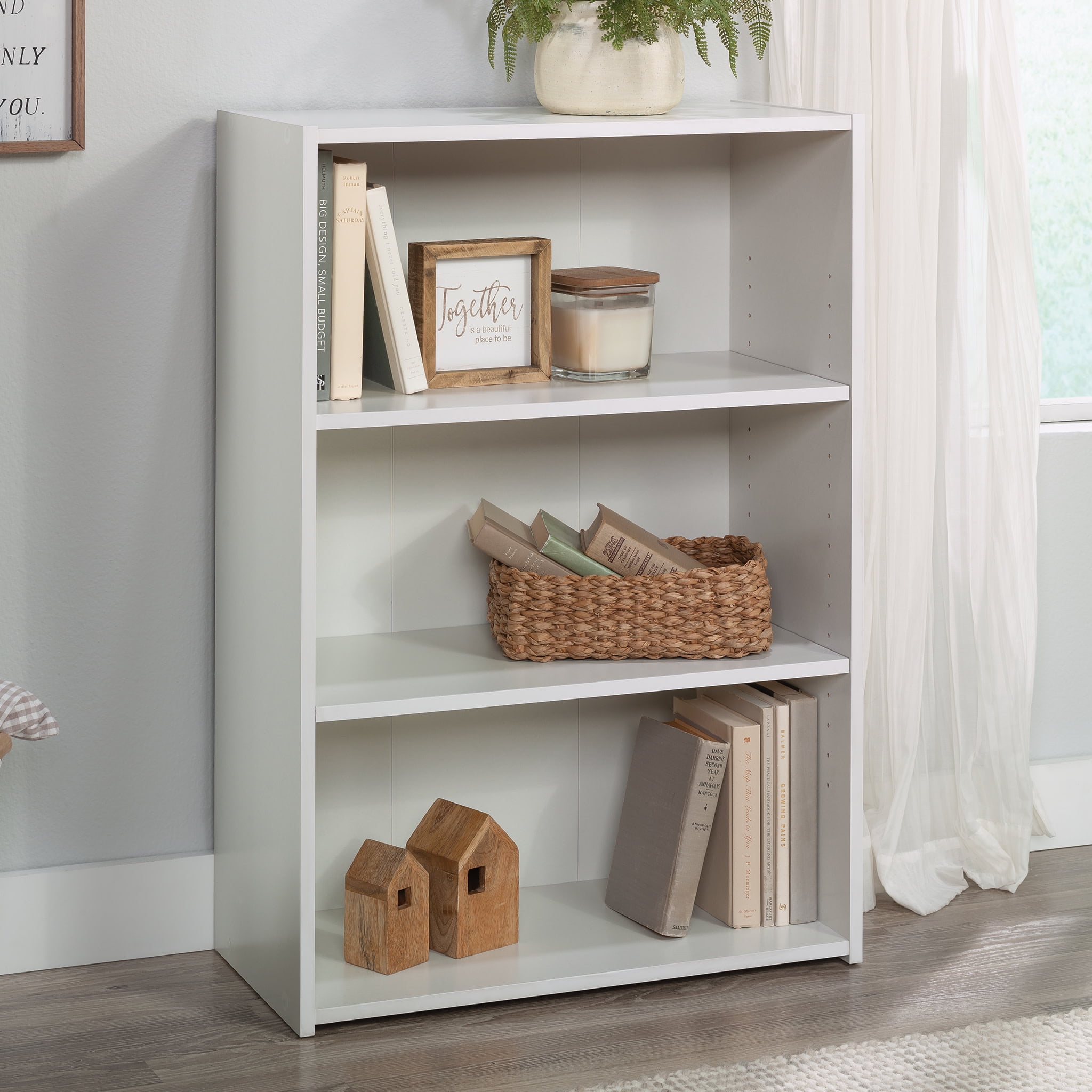 Sauder Beginnings 3-Shelf Bookcase, Soft White Finish