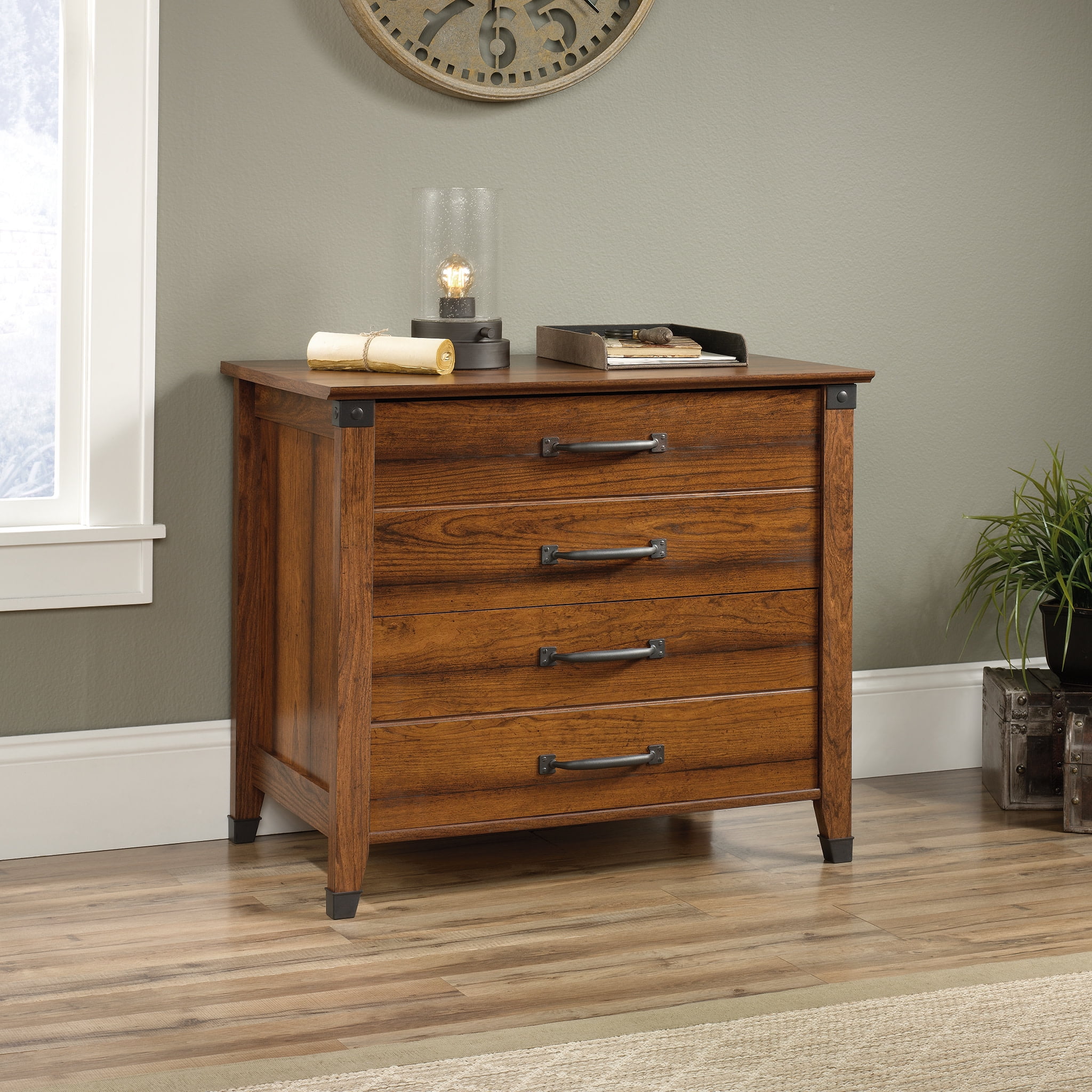 Sauder Carson Forge Lateral File Cabinet, Washington Cherry Finish