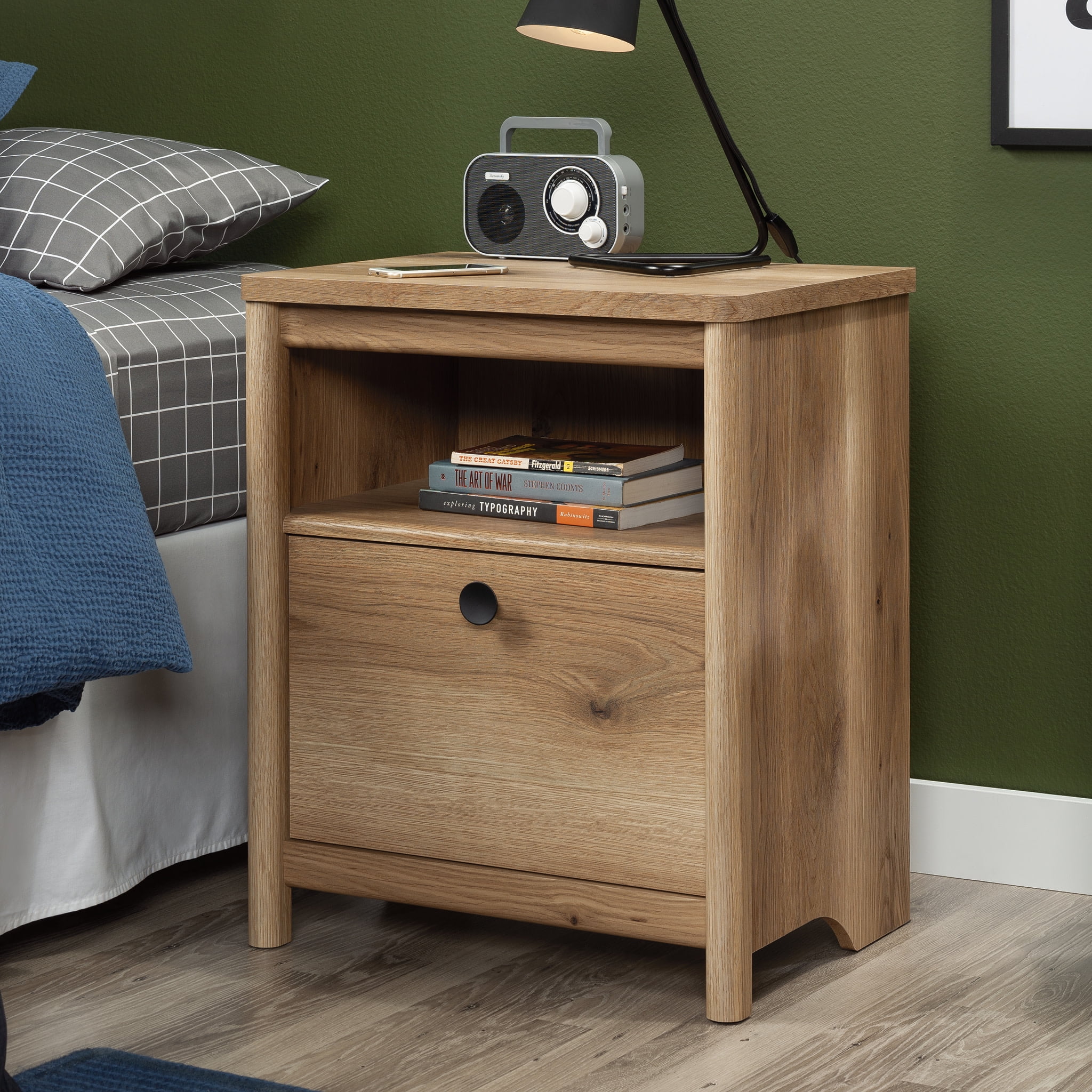 Sauder Dover Edge Nightstand with Drawer, Timber Oak Finish
