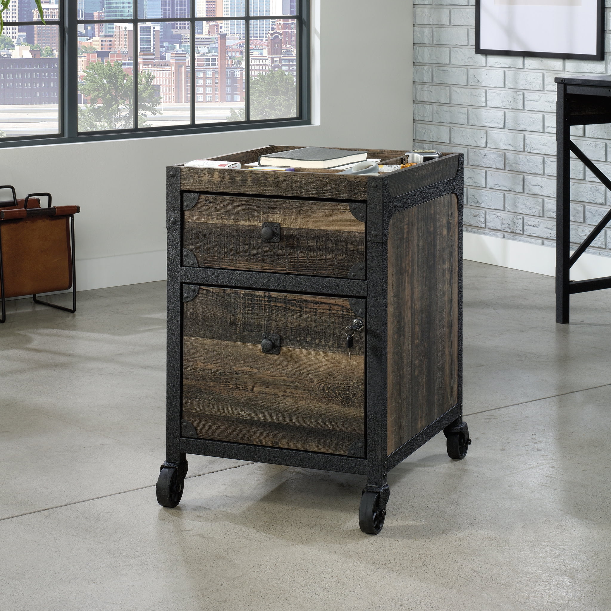 Sauder Foundry Road Mobile File, Carbon Oak Finish