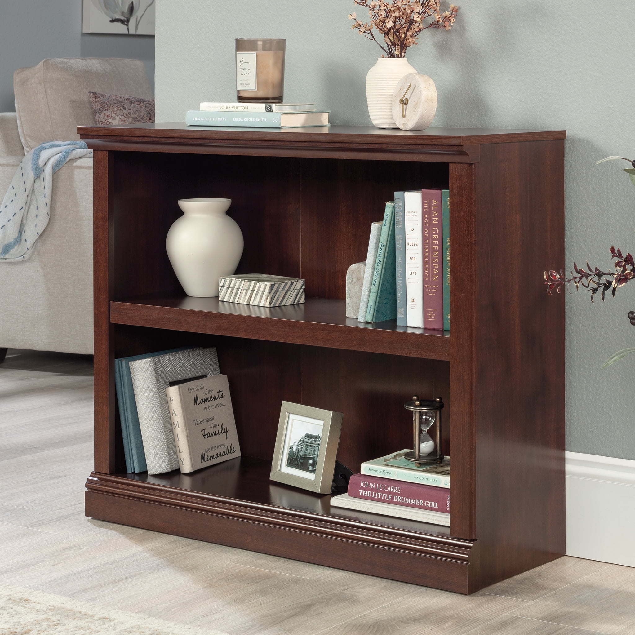 Sauder 2-Shelf Bookcase, Select Cherry Finish