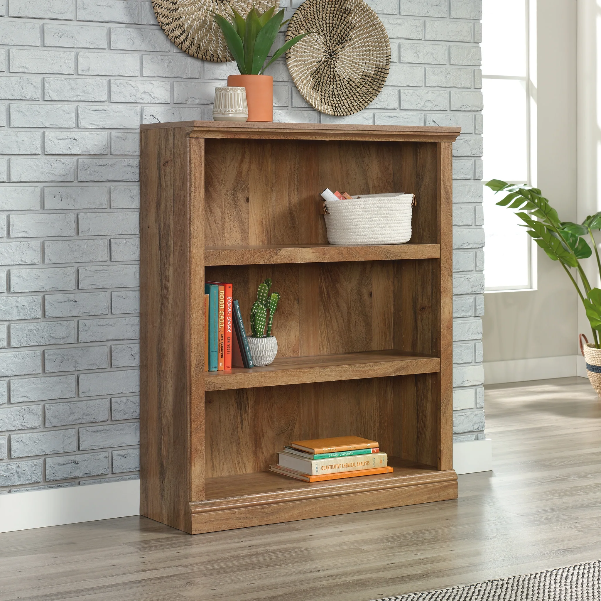 Sauder 3-Shelf Bookcase, Sindoori Mango Finish