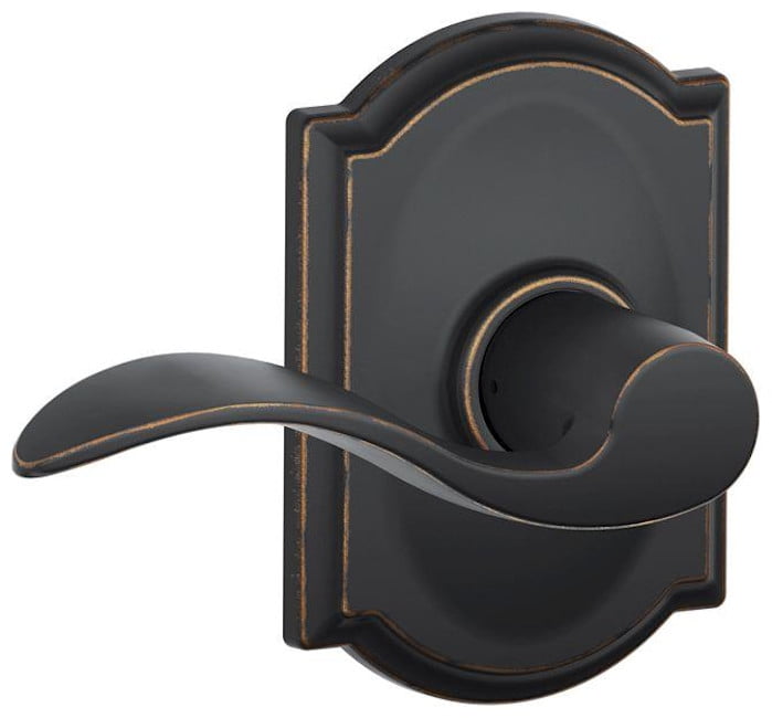 Schlage Camelot Trim with Accent Hall and Closet Lever, Aged Bronze (F10 ACC 716 CAM)